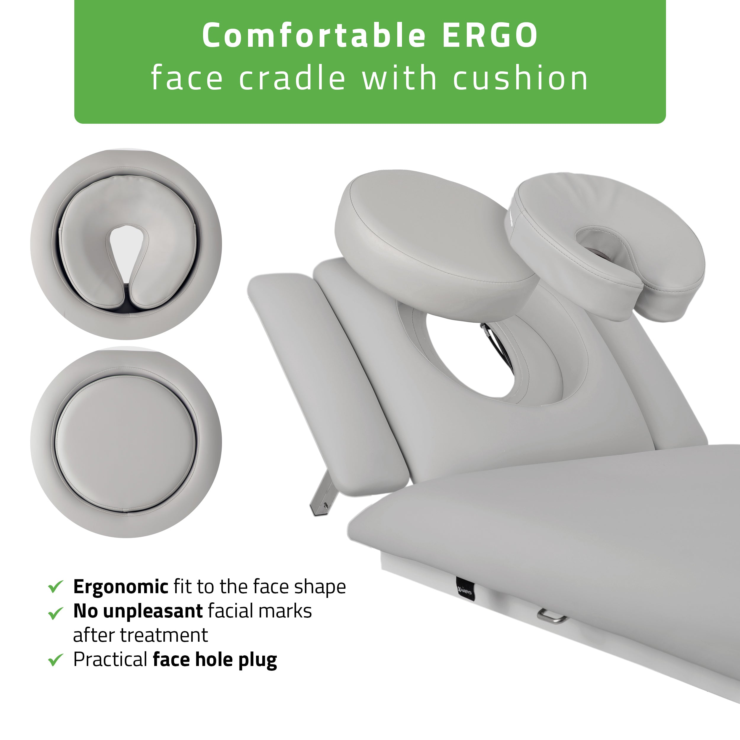-2-Fortis 4 ERGO treatment table, electric height adjustment with foot control bar, ERGO cushion, k729 light gray-2