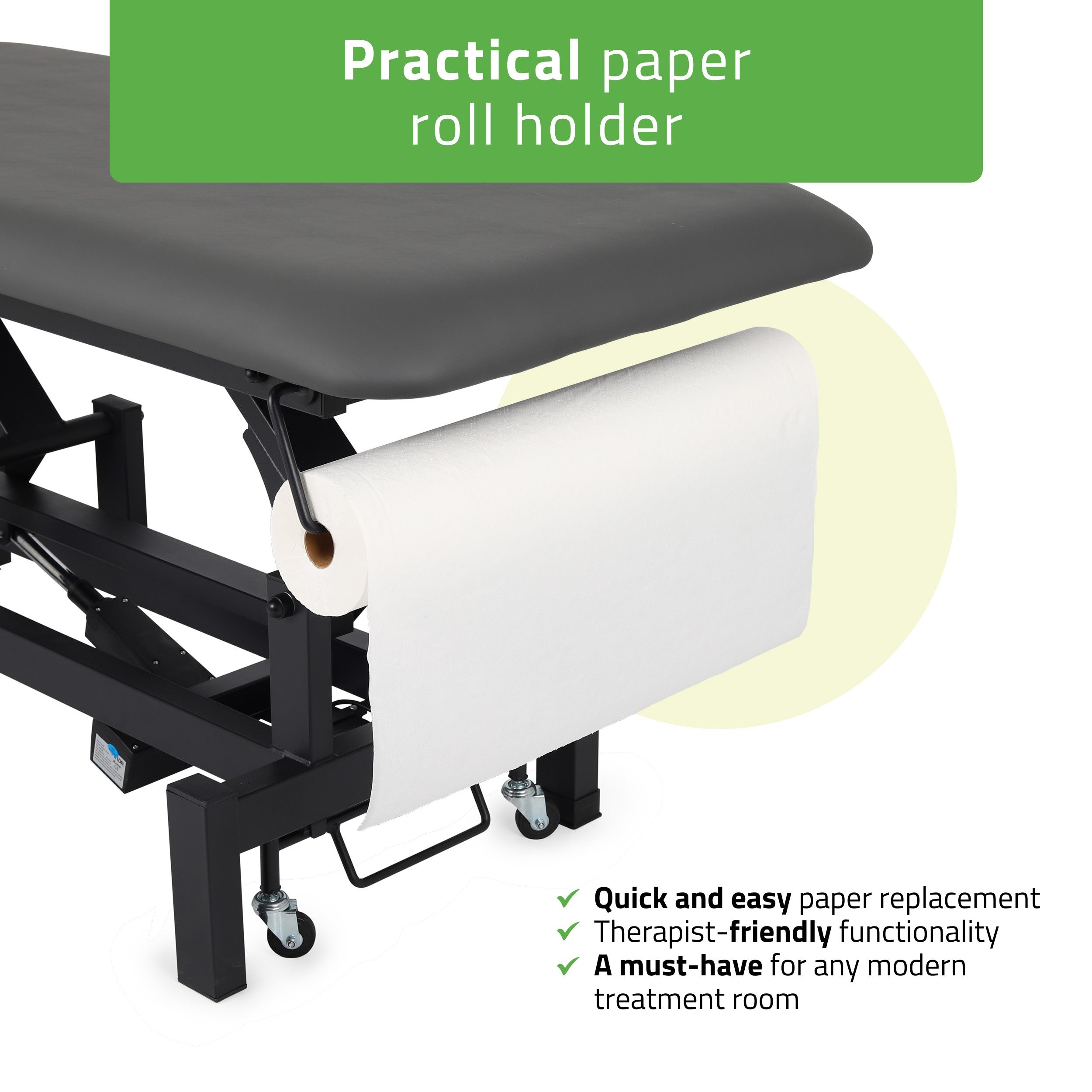 -8-Fortis 5 ERGO treatment table, electric adjustment, hand remote control, ERGO face cushion, wheels, armrests, k722 Gray-8