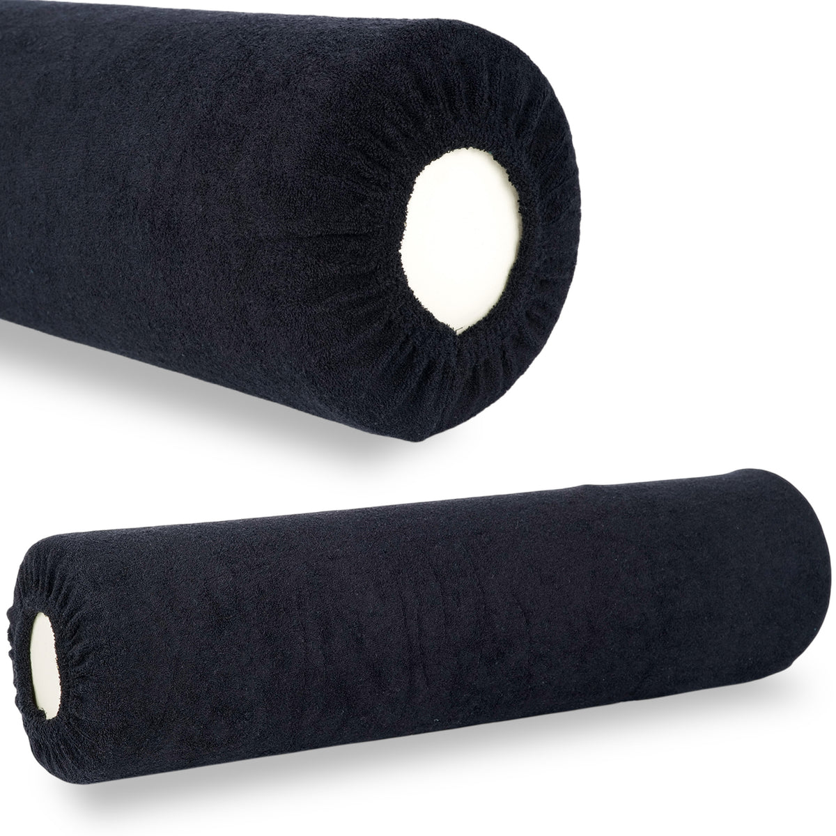 --Frotte cover for bolster, 15 × 60 cm black-