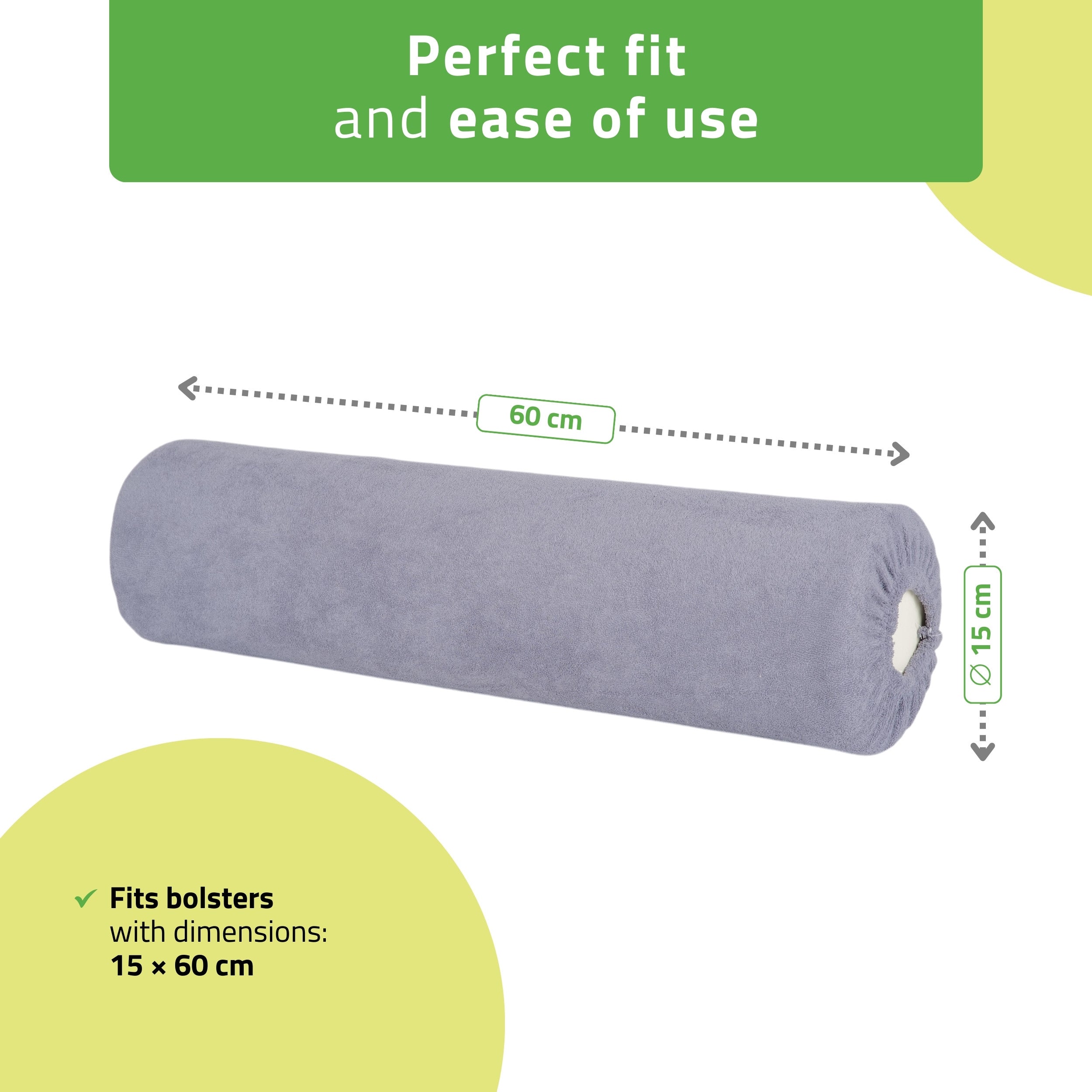 -1-Frotte cover for bolster, 15 × 60 cm gray-1