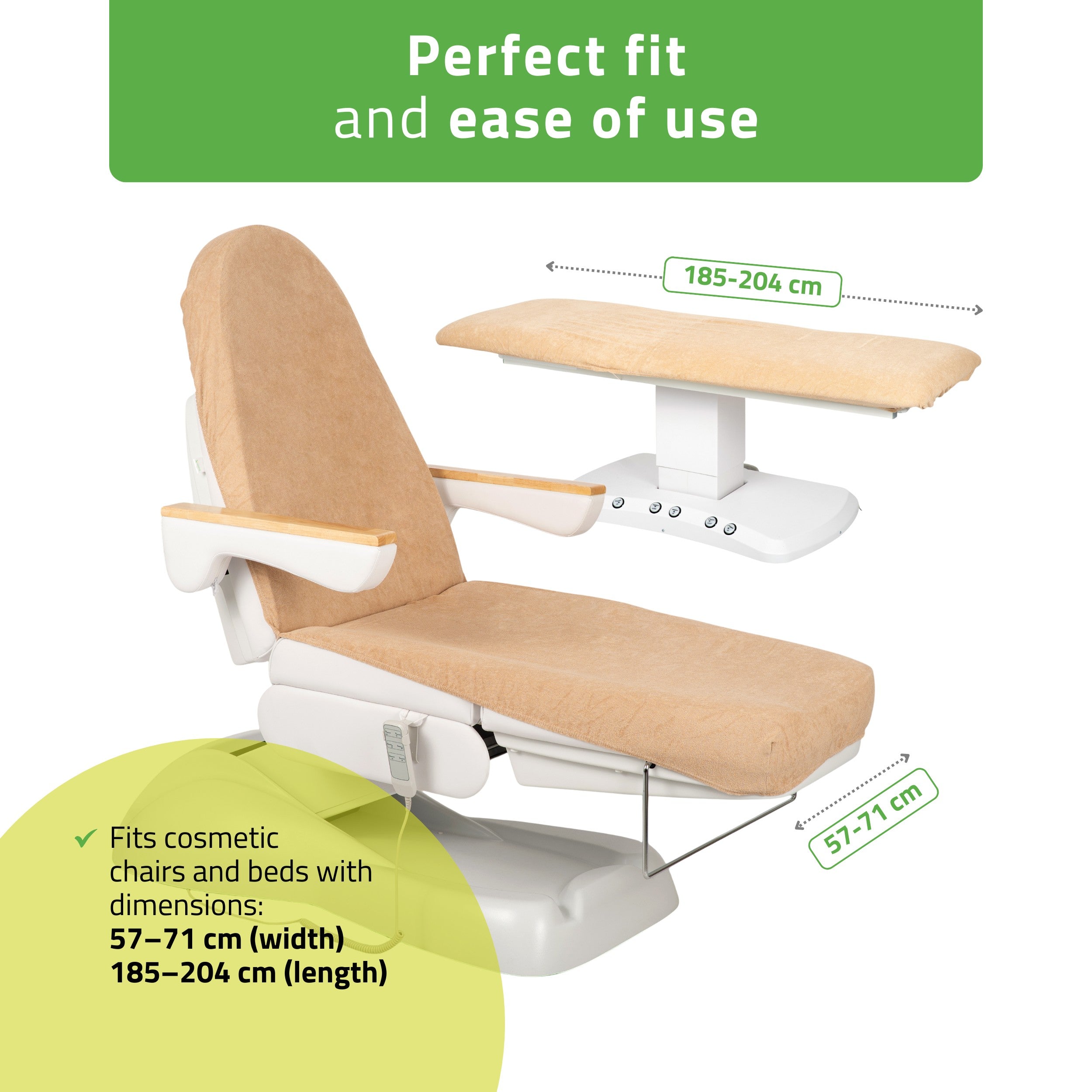 -1-Frotte sheet with elastic and ties for cosmetic chair, creamy latte-1