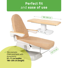 -1-Frotte sheet with elastic and ties for cosmetic chair, creamy latte-1