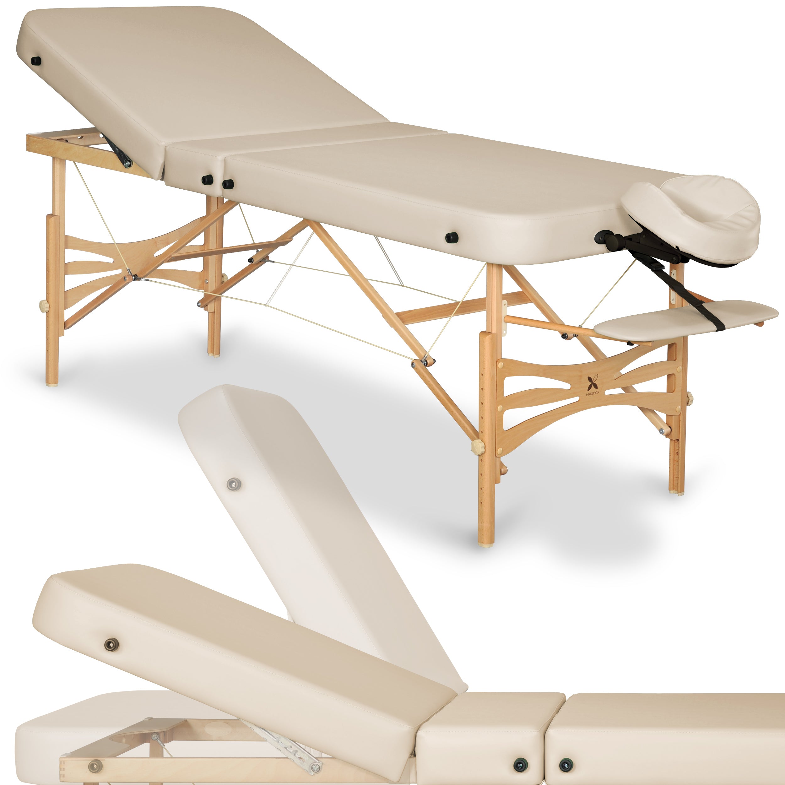 --Massage Table Gallo Plus Light Wood 76 Vinyl Flex K033 Beige-