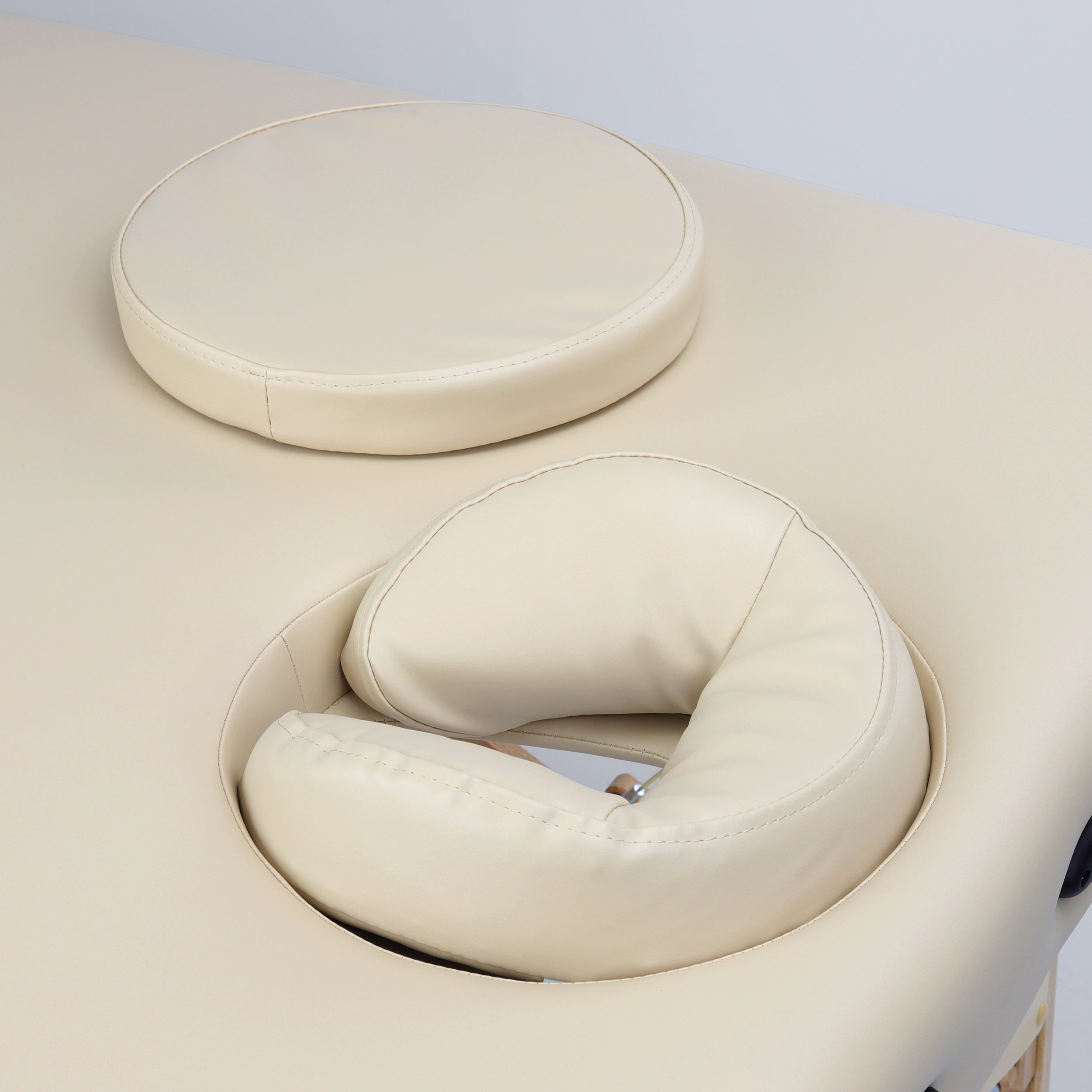 -4-Massage Table Integral Light Wood 102 Comfort Face Hole Vinyl Flex K033 Beige-4