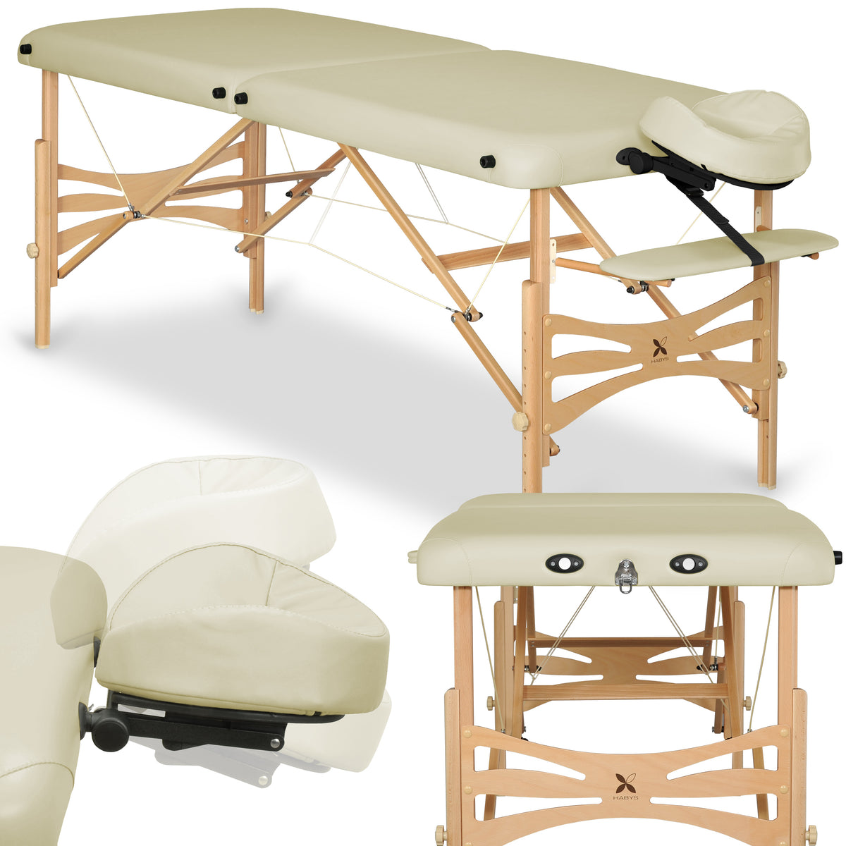 --Massage Table Panda Light Wood 70 Vinyl Flex K020 Ivory-