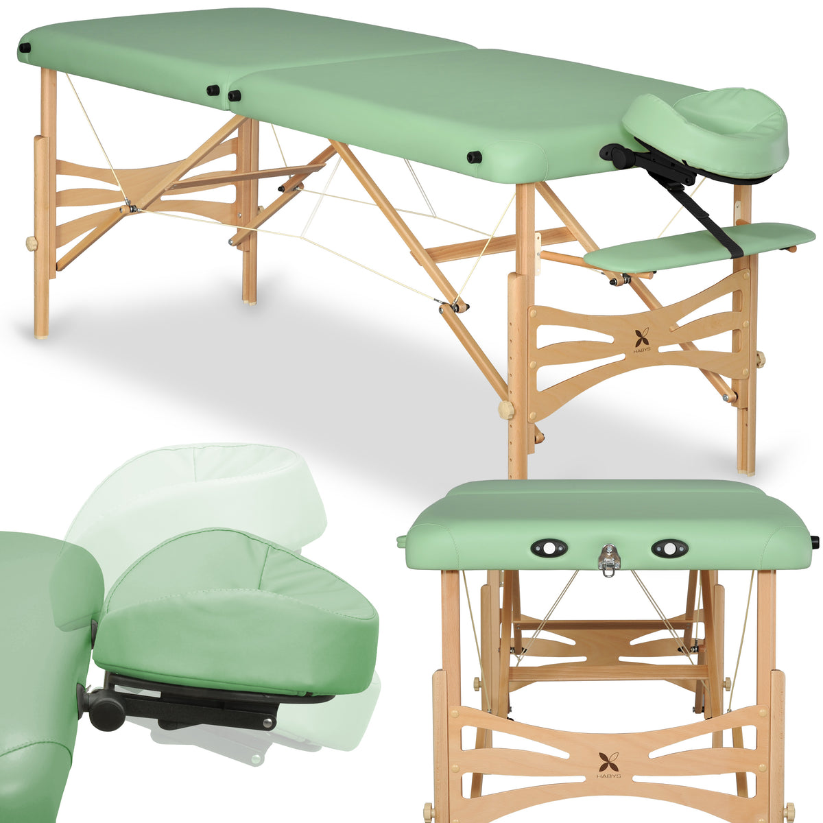 --Massage Table Panda Light Wood 70 Vinyl Flex K022 Green-