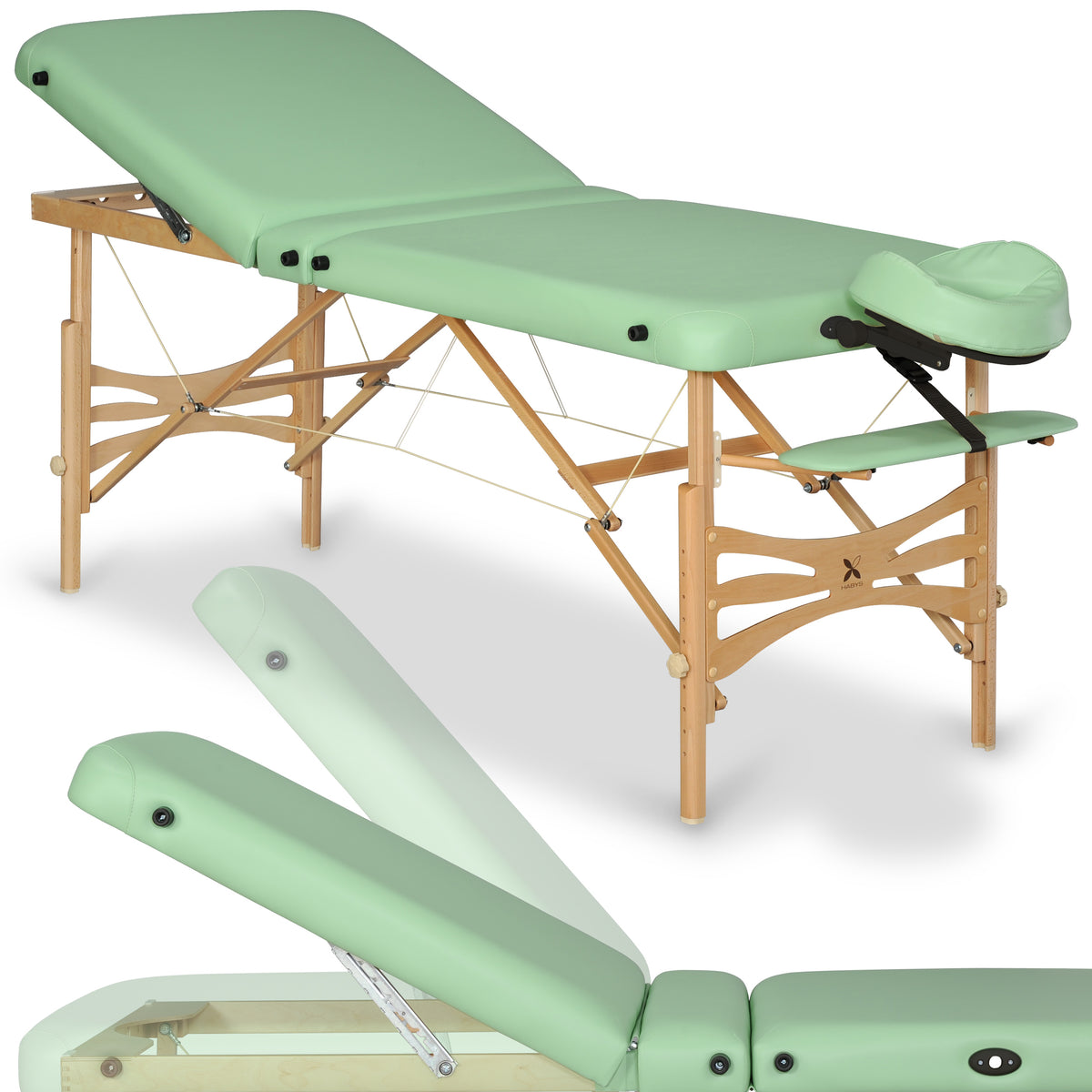 --Massage Table Panda Plus Light Wood 70 Vinyl Flex K022 Green-