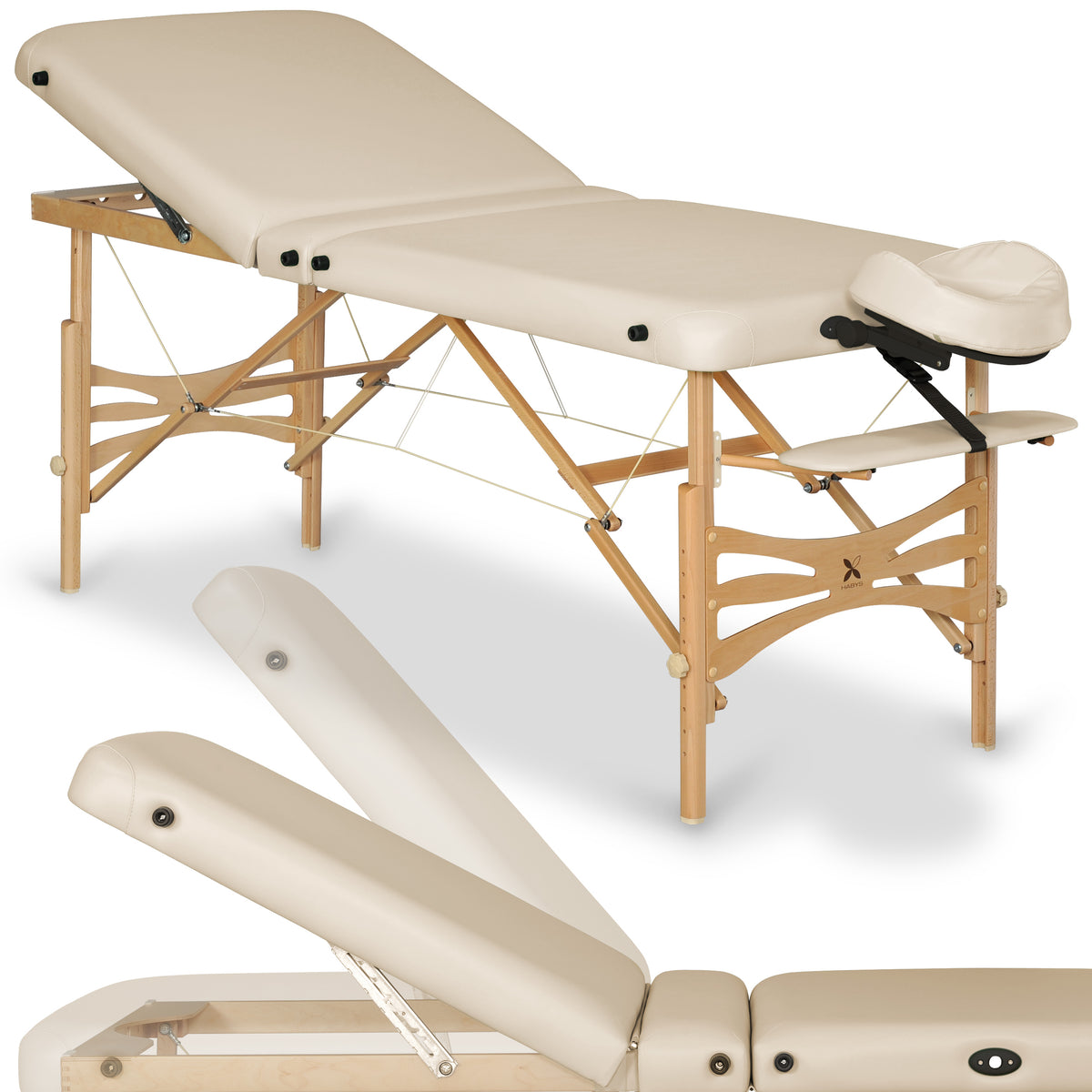 --Massage Table Panda Plus Light Wood 70 Vinyl Flex K033 Beige-
