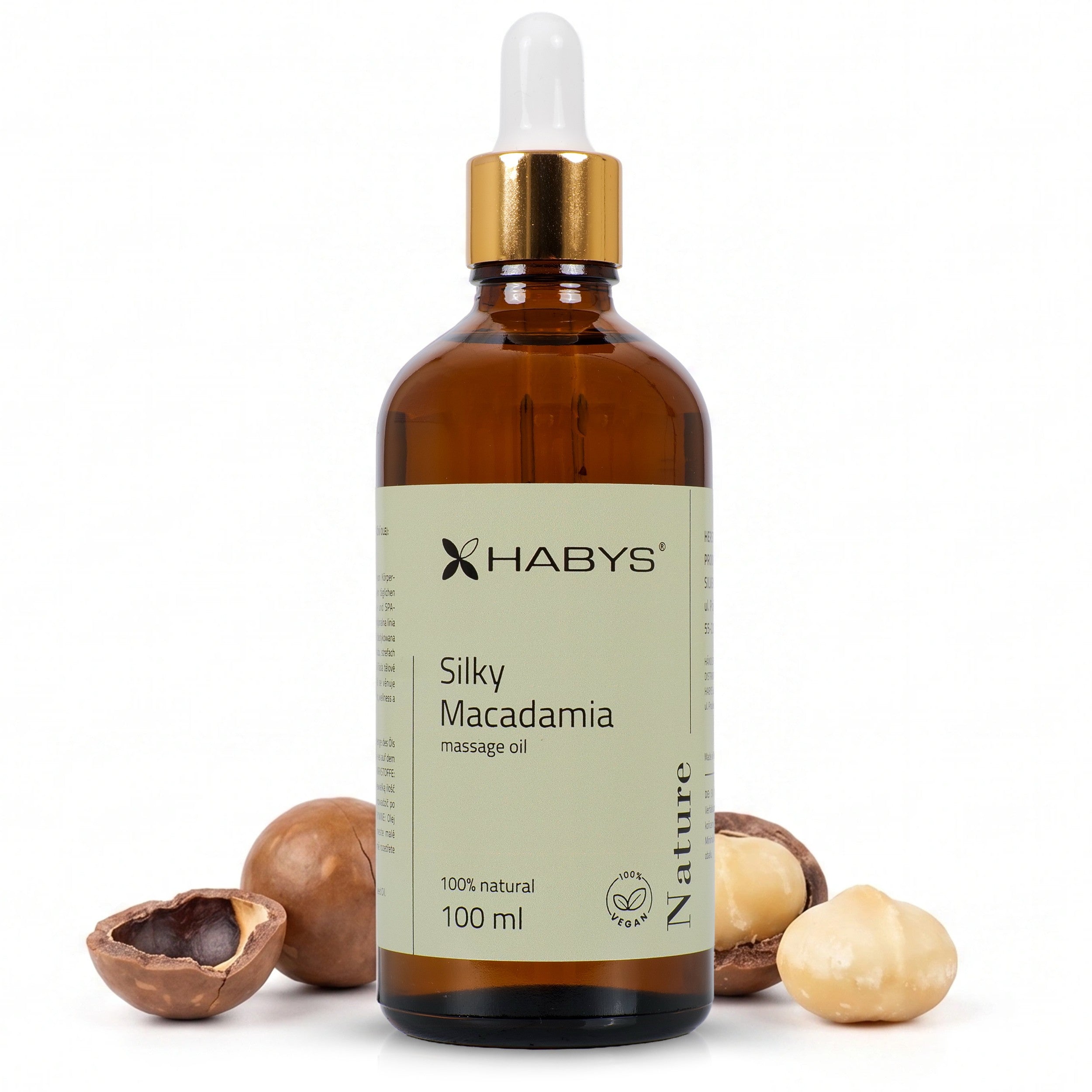 --Nature Silky Macadamia HABYS Massage Oil 100 ml with Pipette-