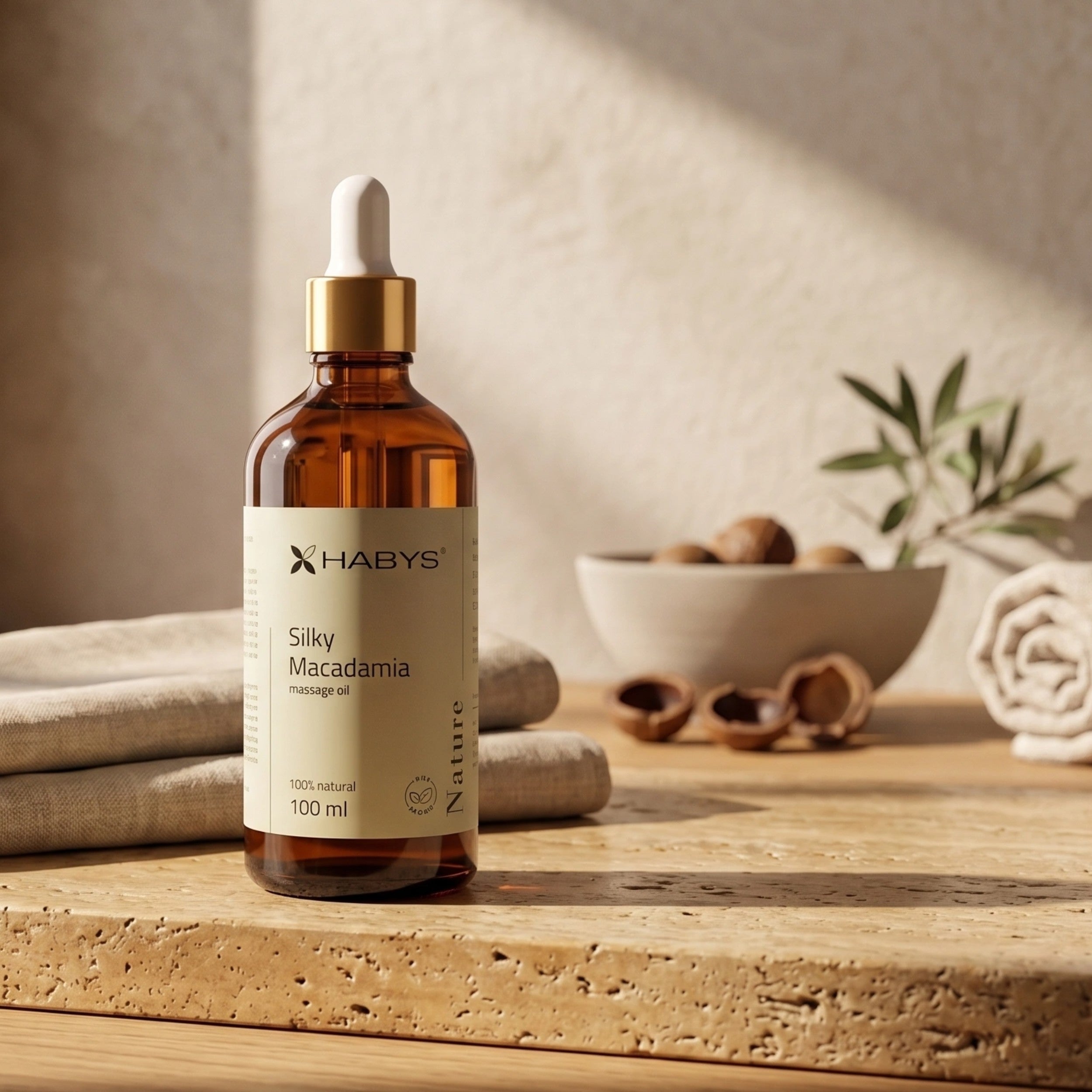 -1-Nature Silky Macadamia HABYS Massage Oil 100 ml with Pipette-1