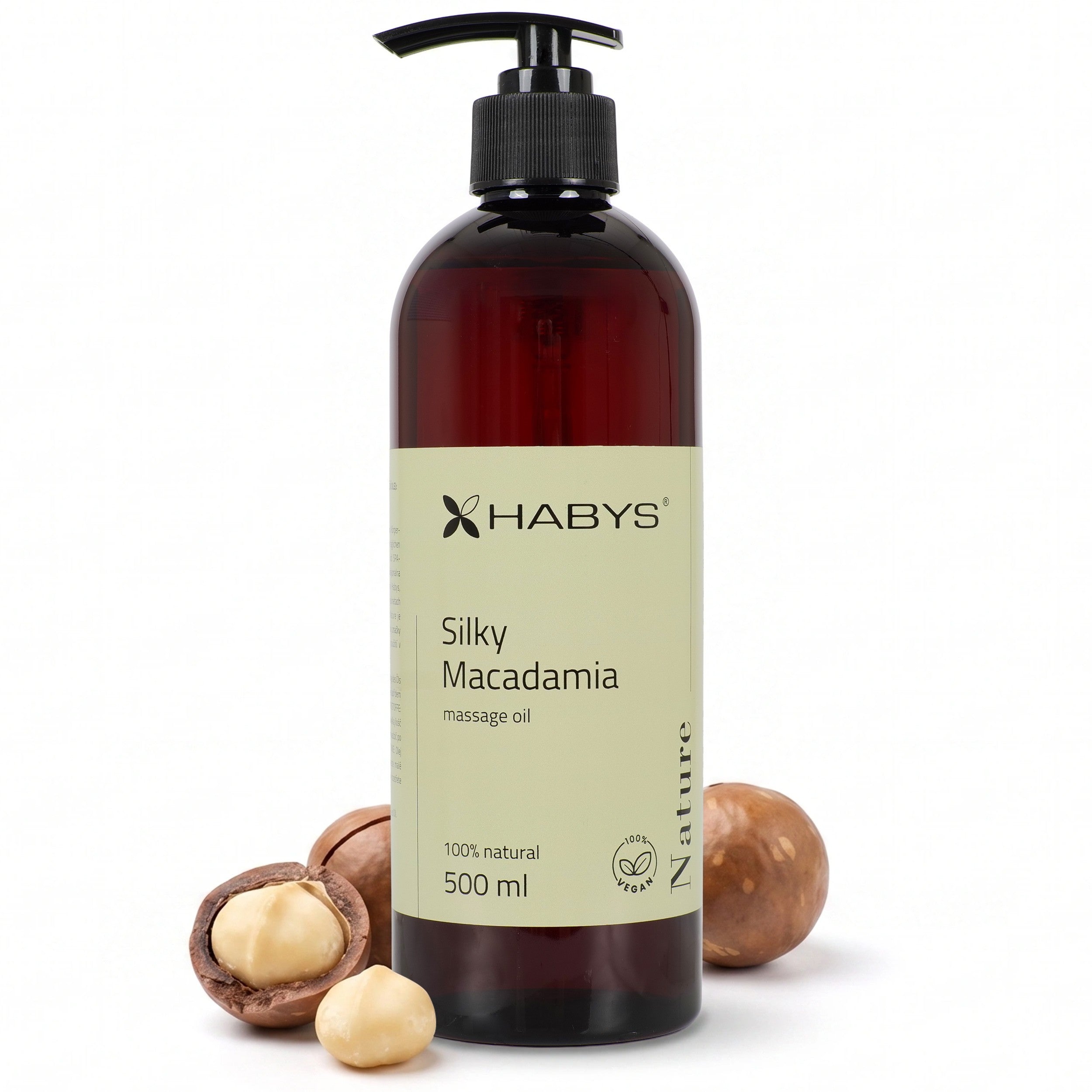 --Nature Silky Macadamia HABYS Massage Oil 500 ml with Pump-