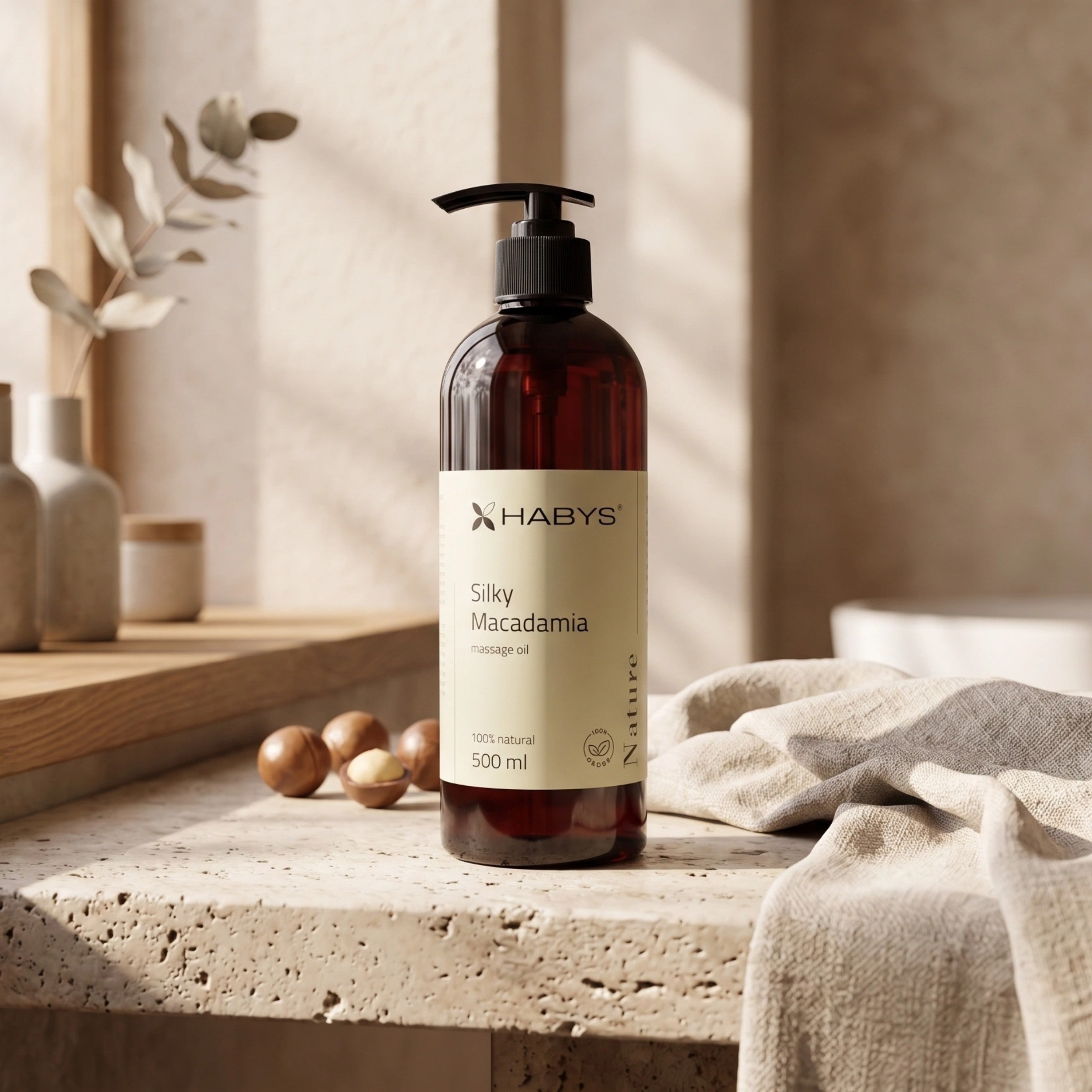 -1-Nature Silky Macadamia HABYS Massage Oil 500 ml with Pump-1