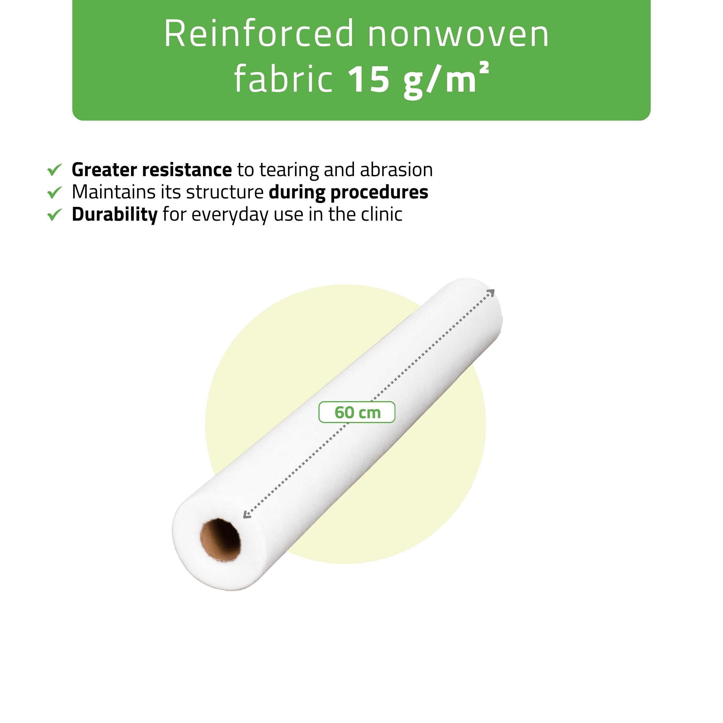 -2-Non-woven medical roll sheet 60 cm x 50 m 15g/m2, white-2