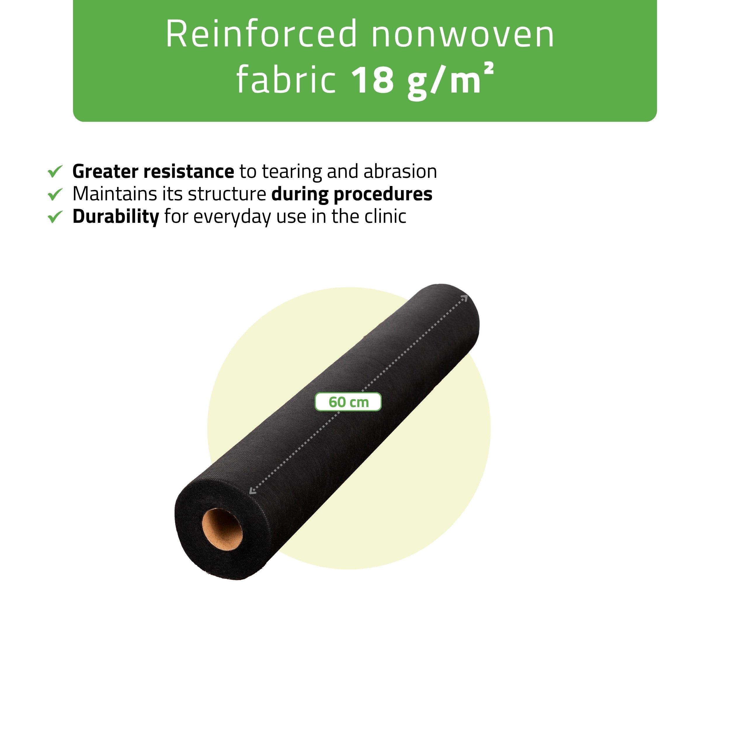 -1-Non-woven medical roll sheet 60 cm x 50 m 18g/m2, black-1