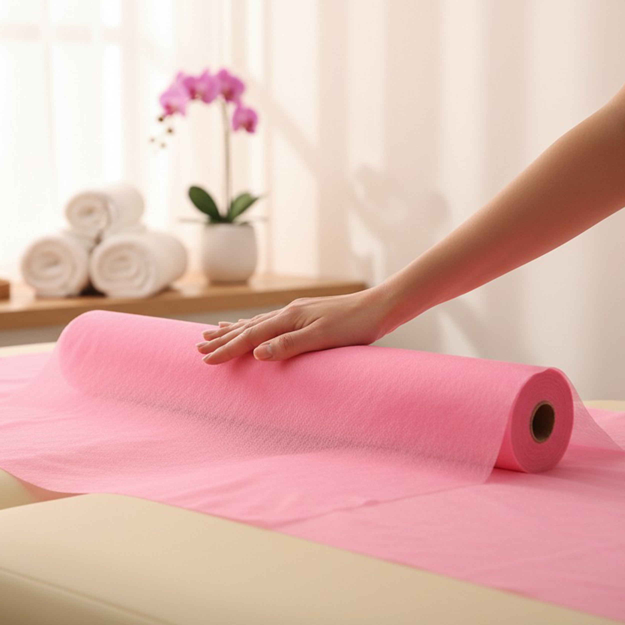 -4-Non-woven medical roll sheet 60 cm x 50 m 18g/m2, pink-4