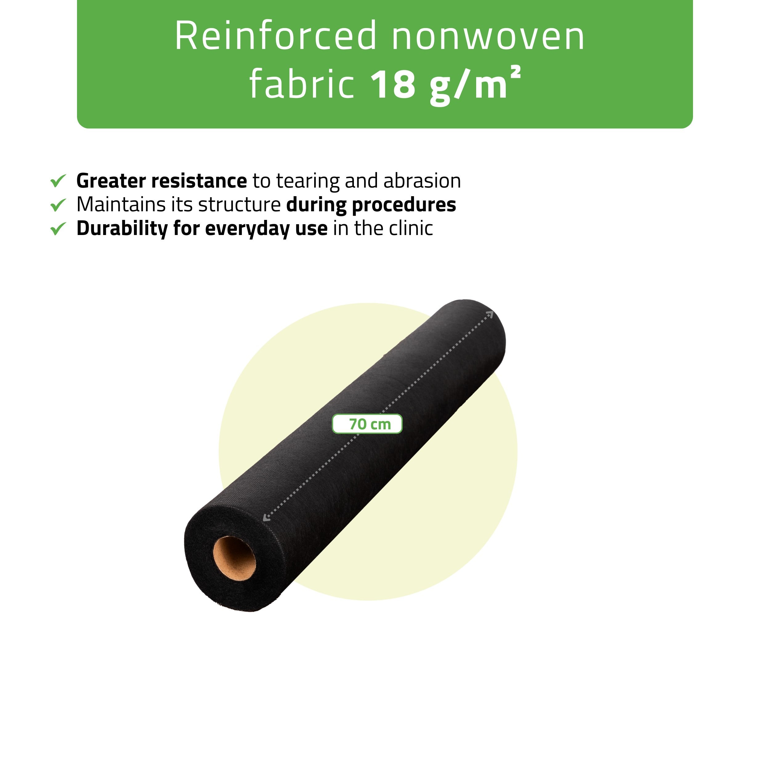 -2-Non-woven medical roll sheet 70 cm x 50 m 18g/m2, black-2