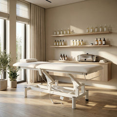 -1-Optima therapy table, electric height adjustment with hand remote –   Satin Comfort k701 white-1