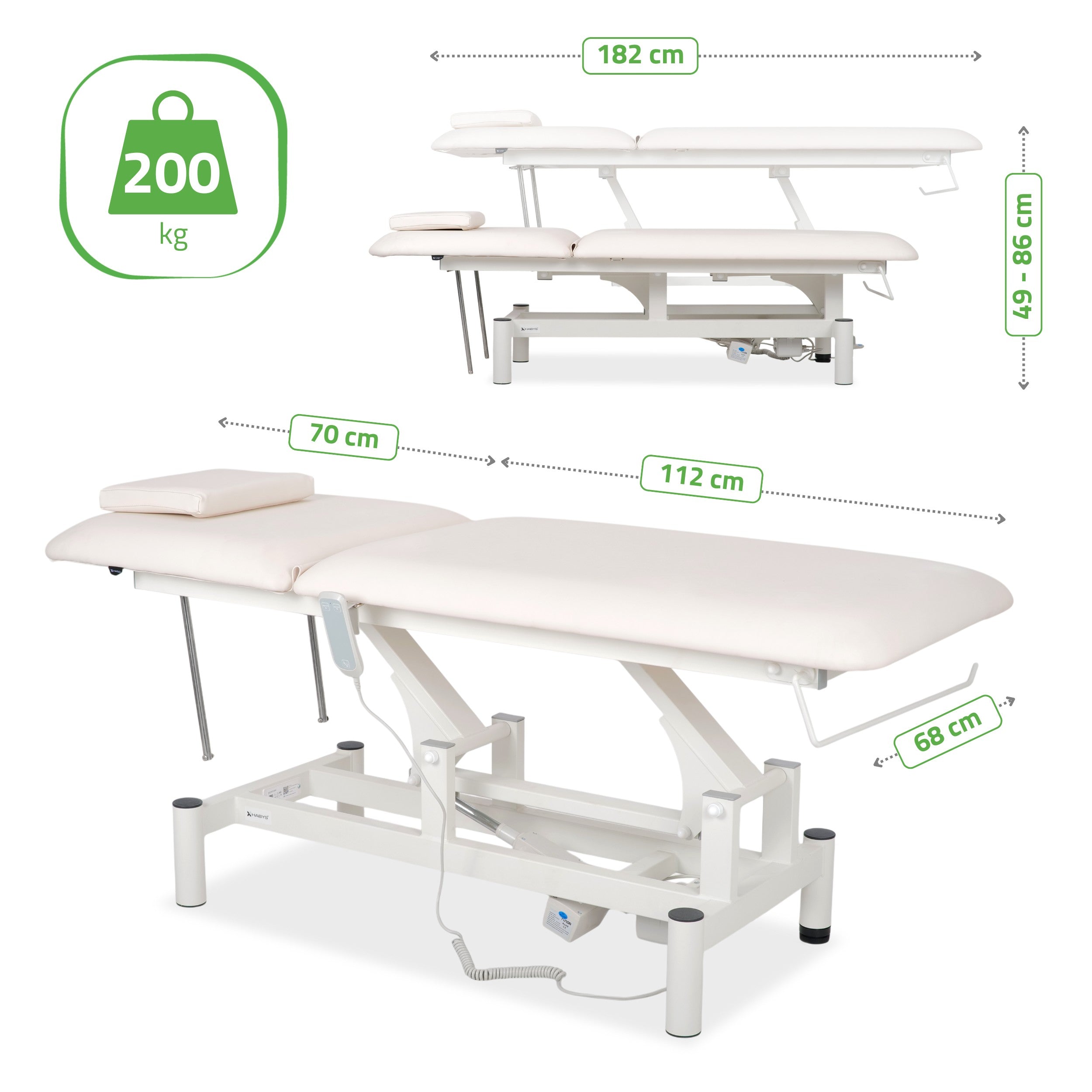 -7-Optima therapy table, electric height adjustment with hand remote –   Satin Comfort k701 white-7