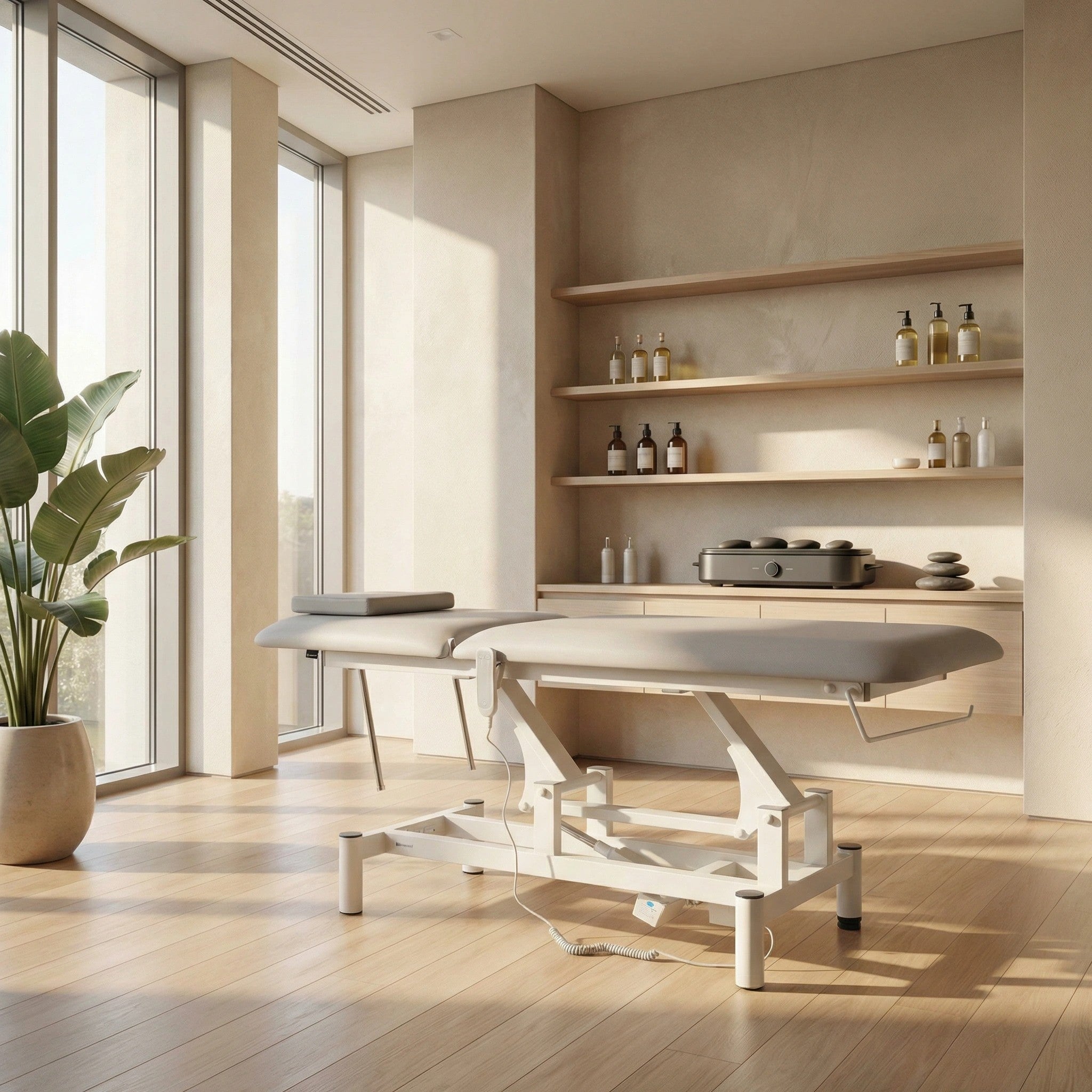 -1-Optima therapy table, electric height adjustment with hand remote – Satin Comfort k729 grey-1