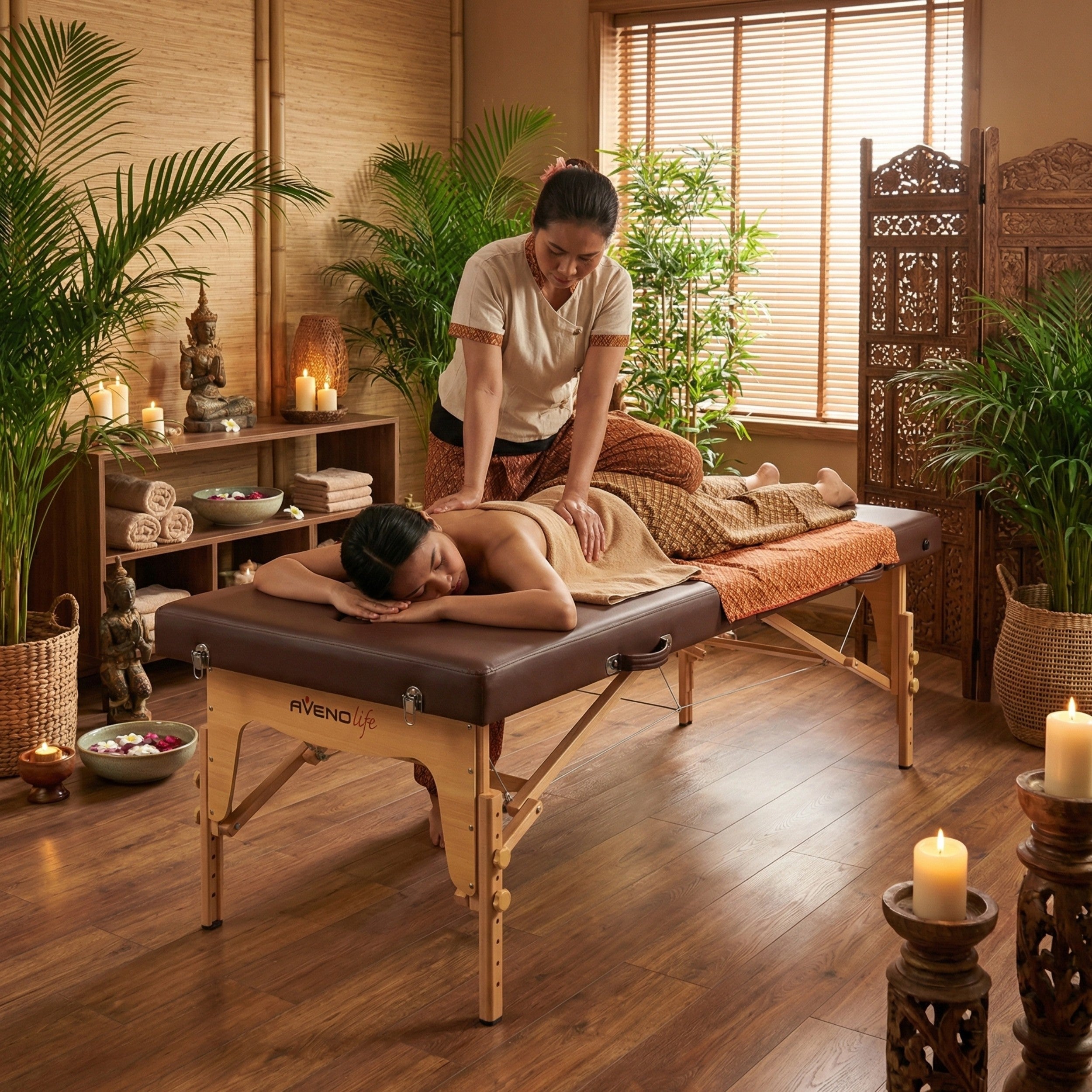 -1-Portable Thai massage table Niro 80 PU k835 brown-1