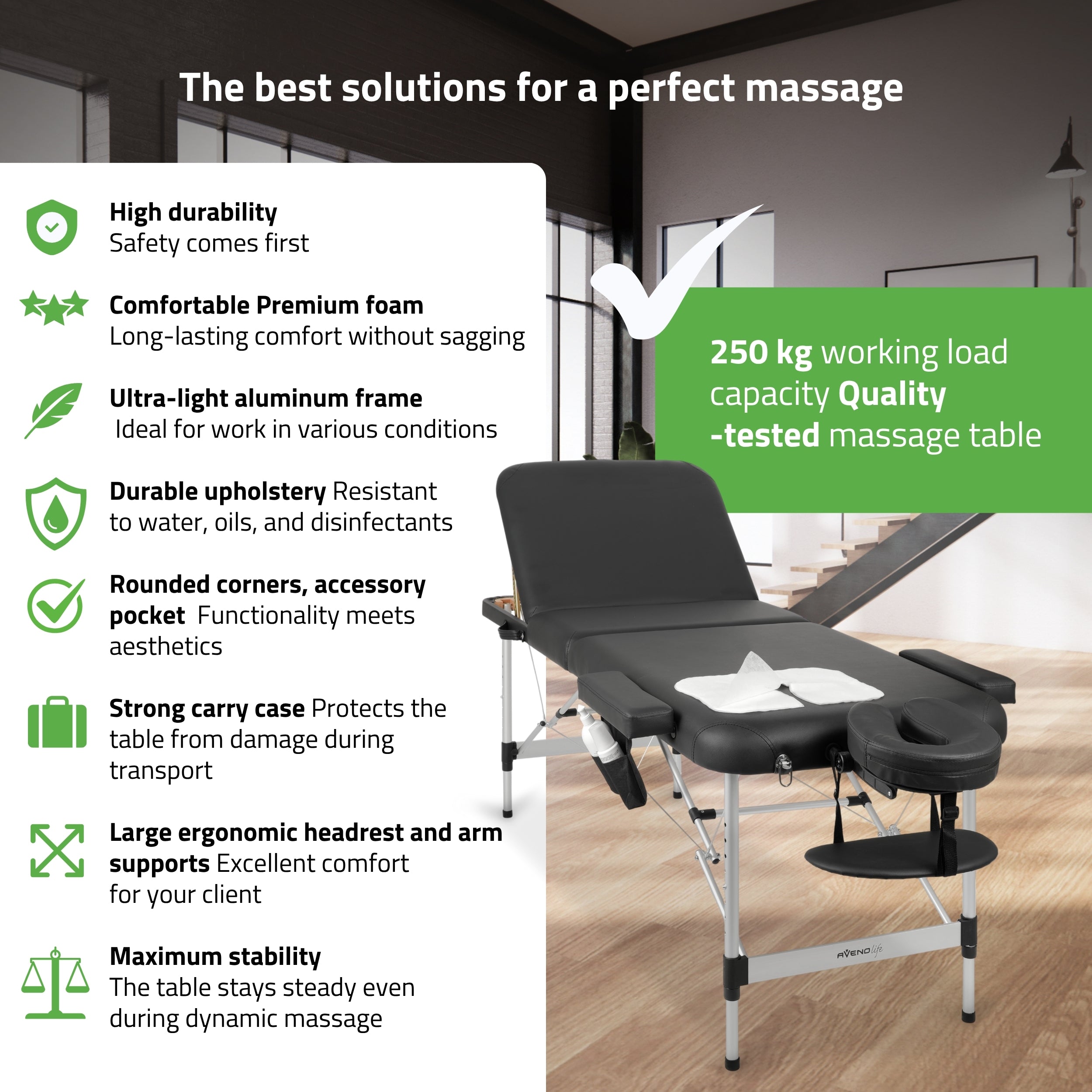 -1-Portable massage table Adele 60 Comfy Base K515 Black-1