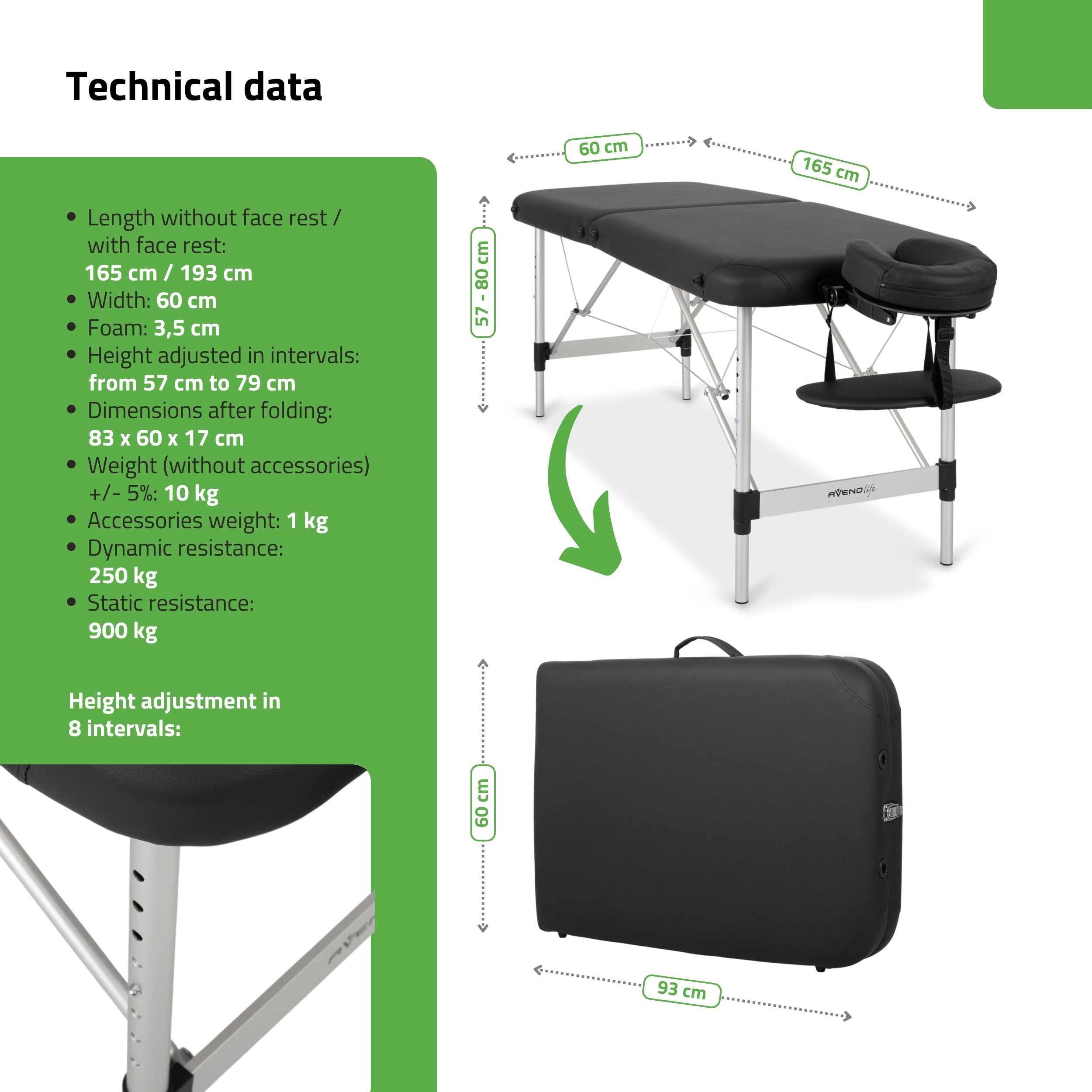 -4-Portable massage table Nina Comfy Base K515 Black-4