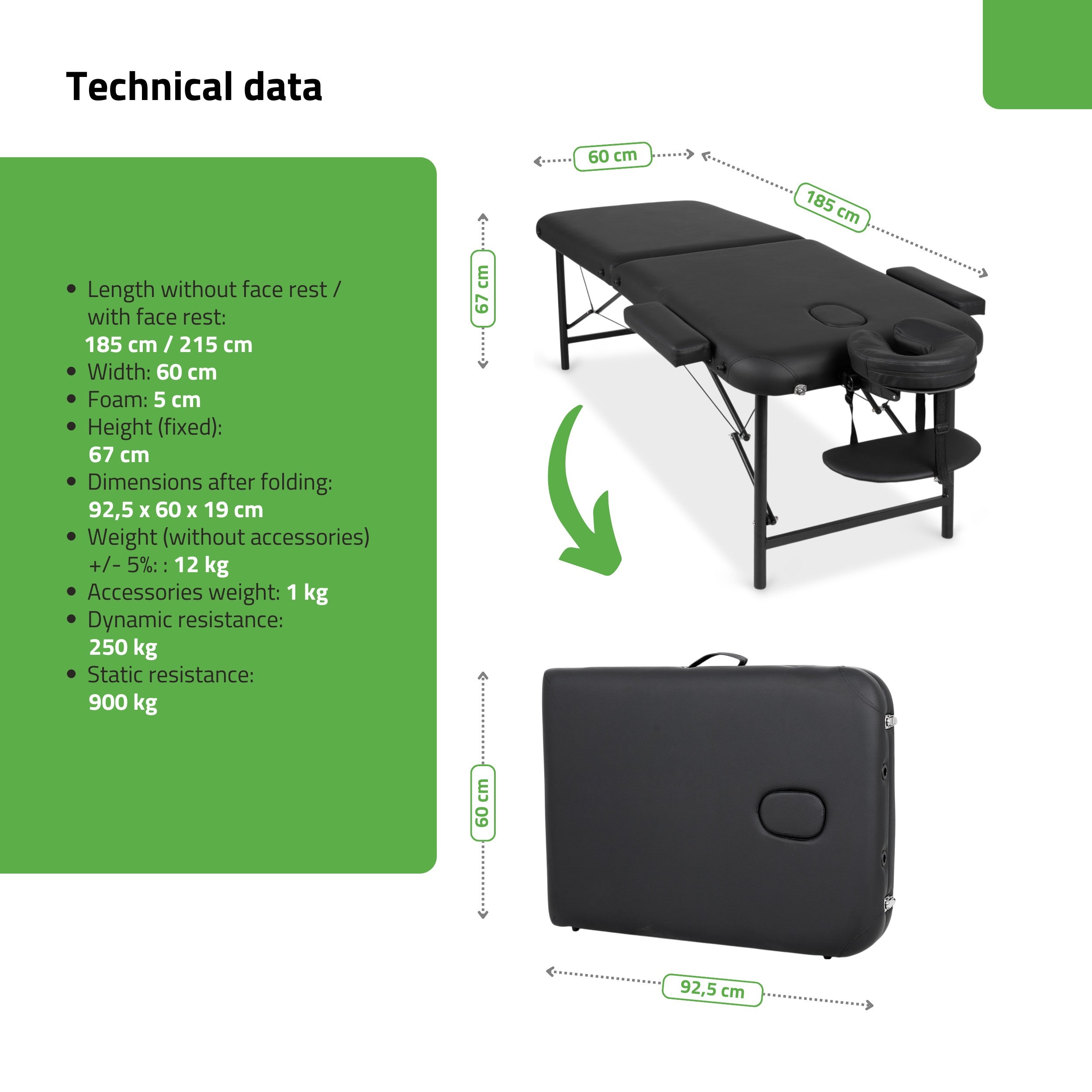 -6-Portable massage table Rico 60 cm Comfy Base k515 black-6