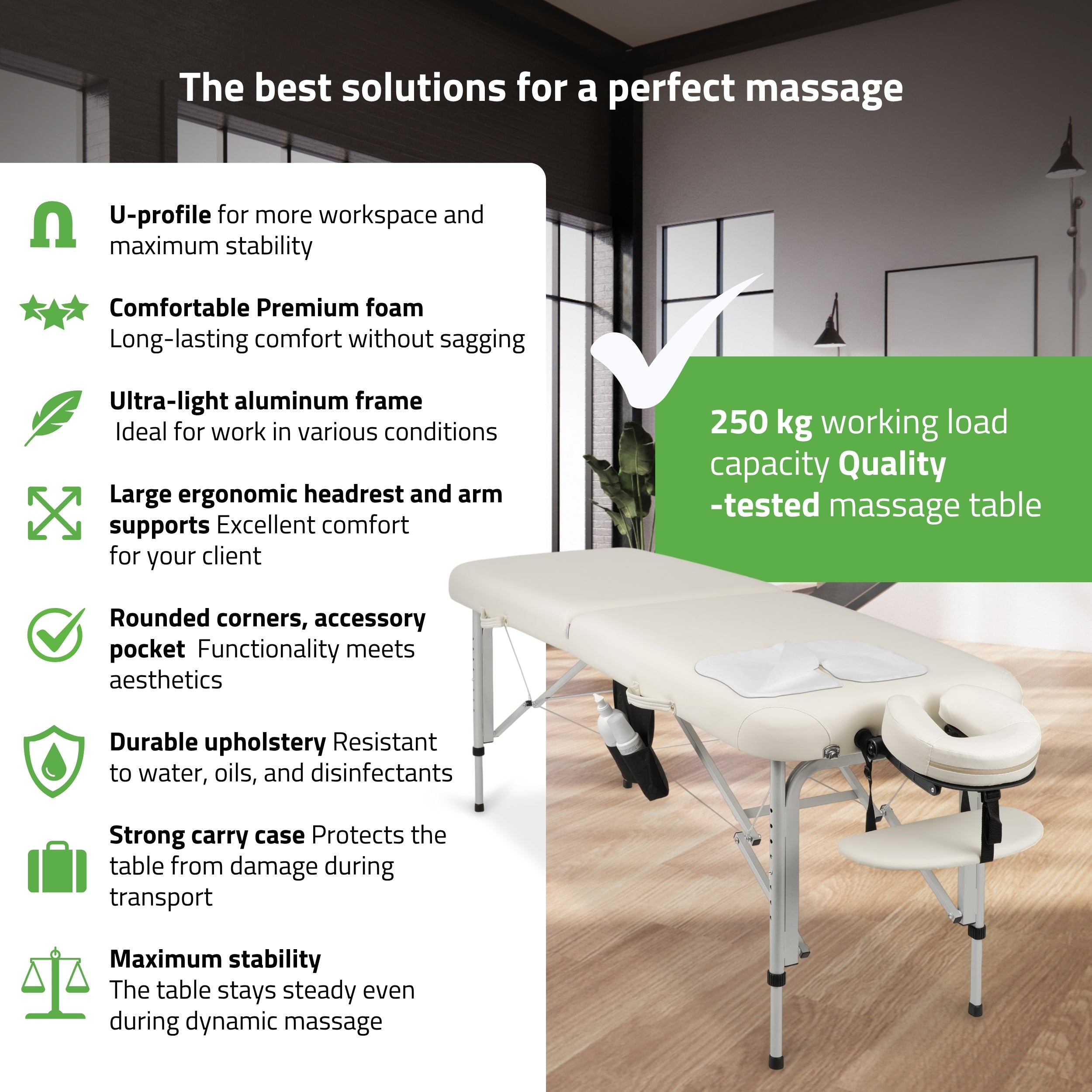 -1-Portable massage table Vera 60 Comfy Base K501 White-1