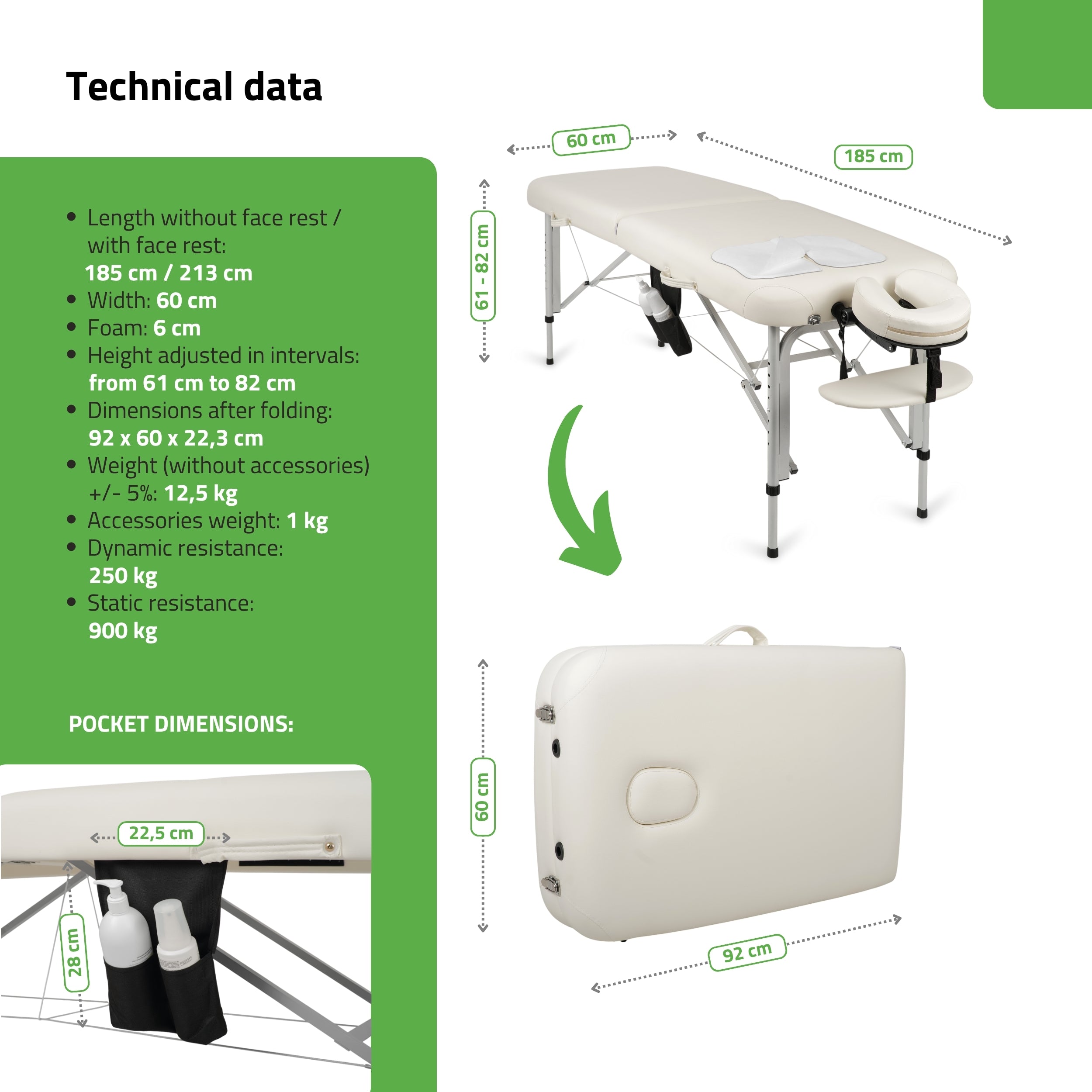 -5-Portable massage table Vera 60 Comfy Base K501 White-5