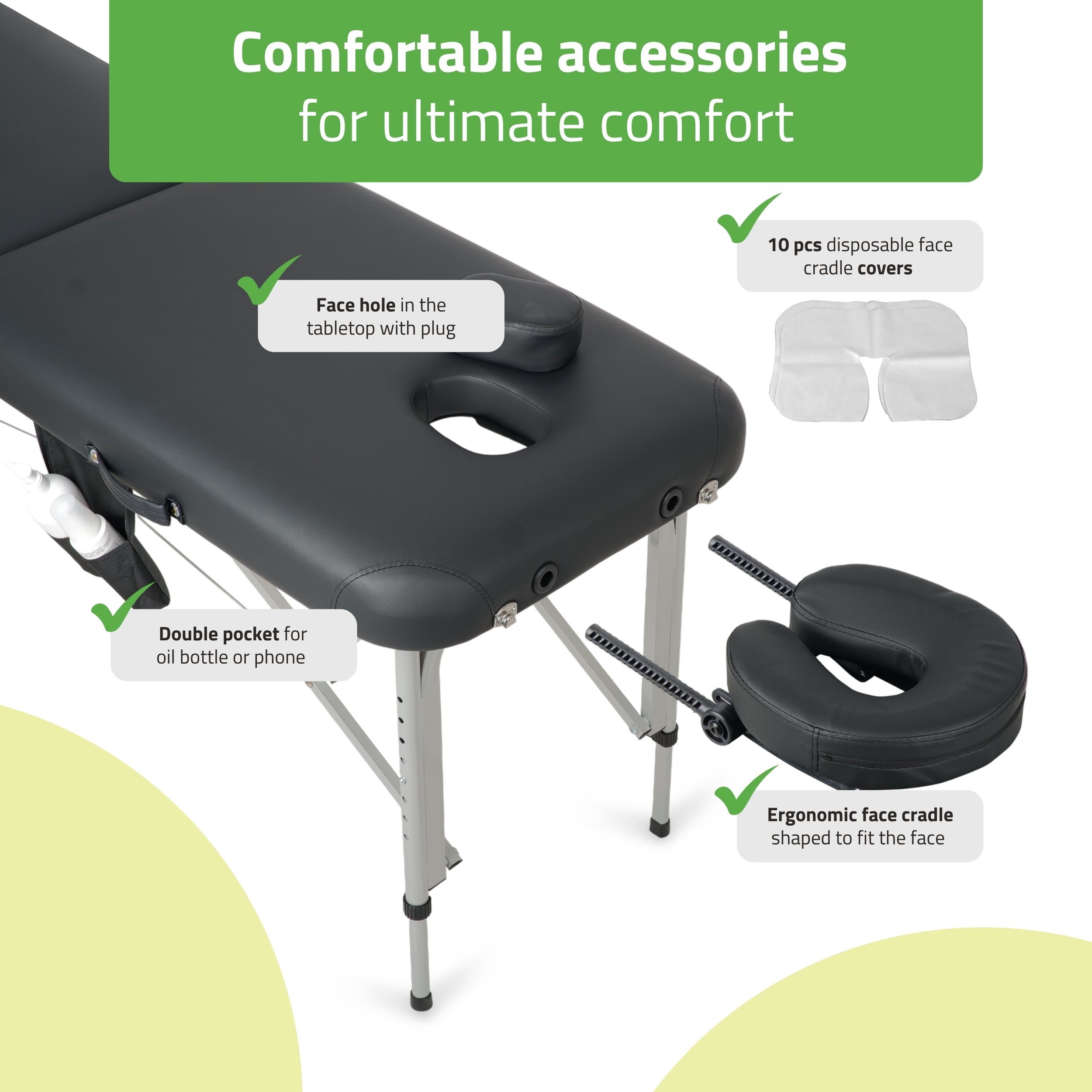 -2-Portable massage table Vera 60 Comfy Base K515 Black-2