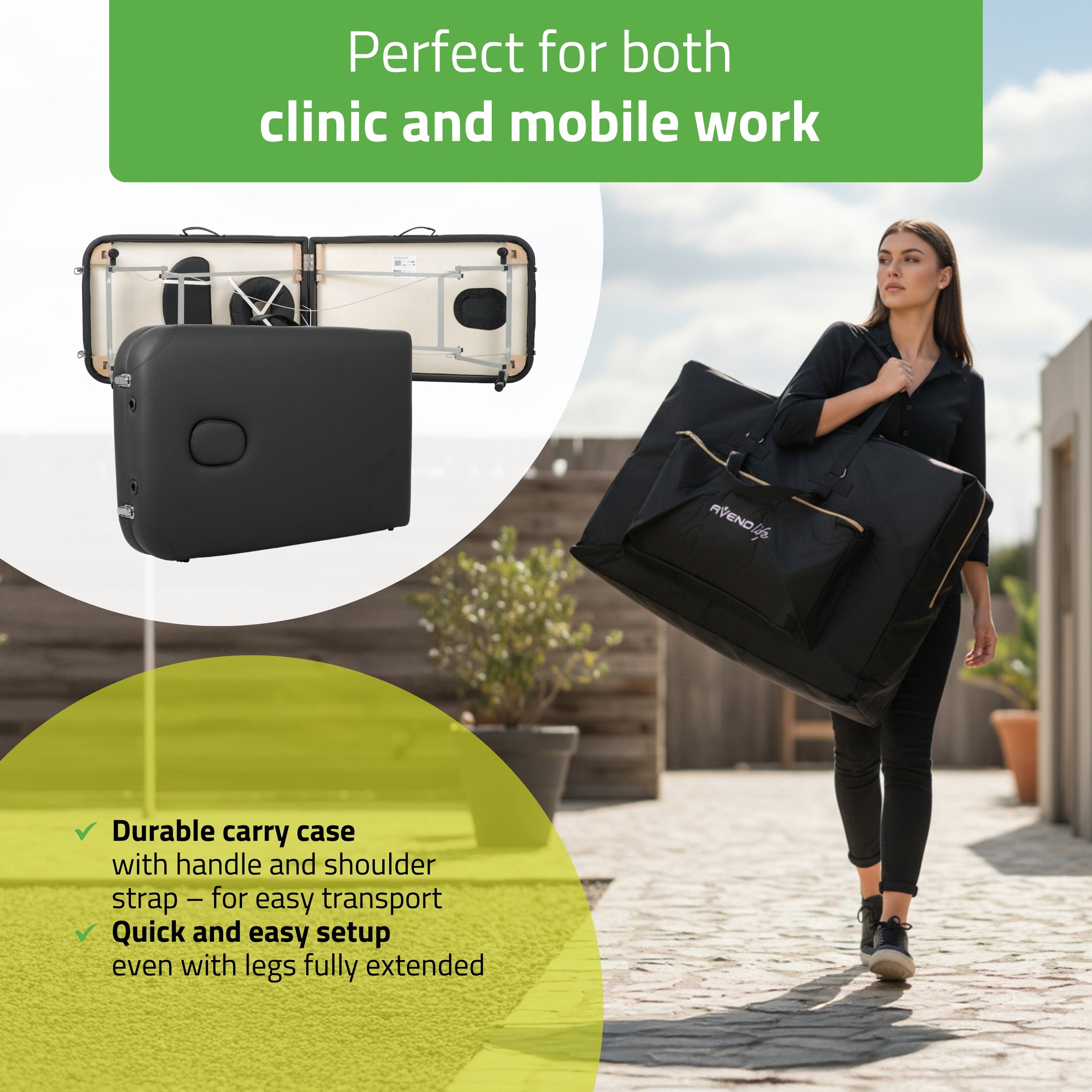 -3-Portable massage table Vera 60 Comfy Base K515 Black-3