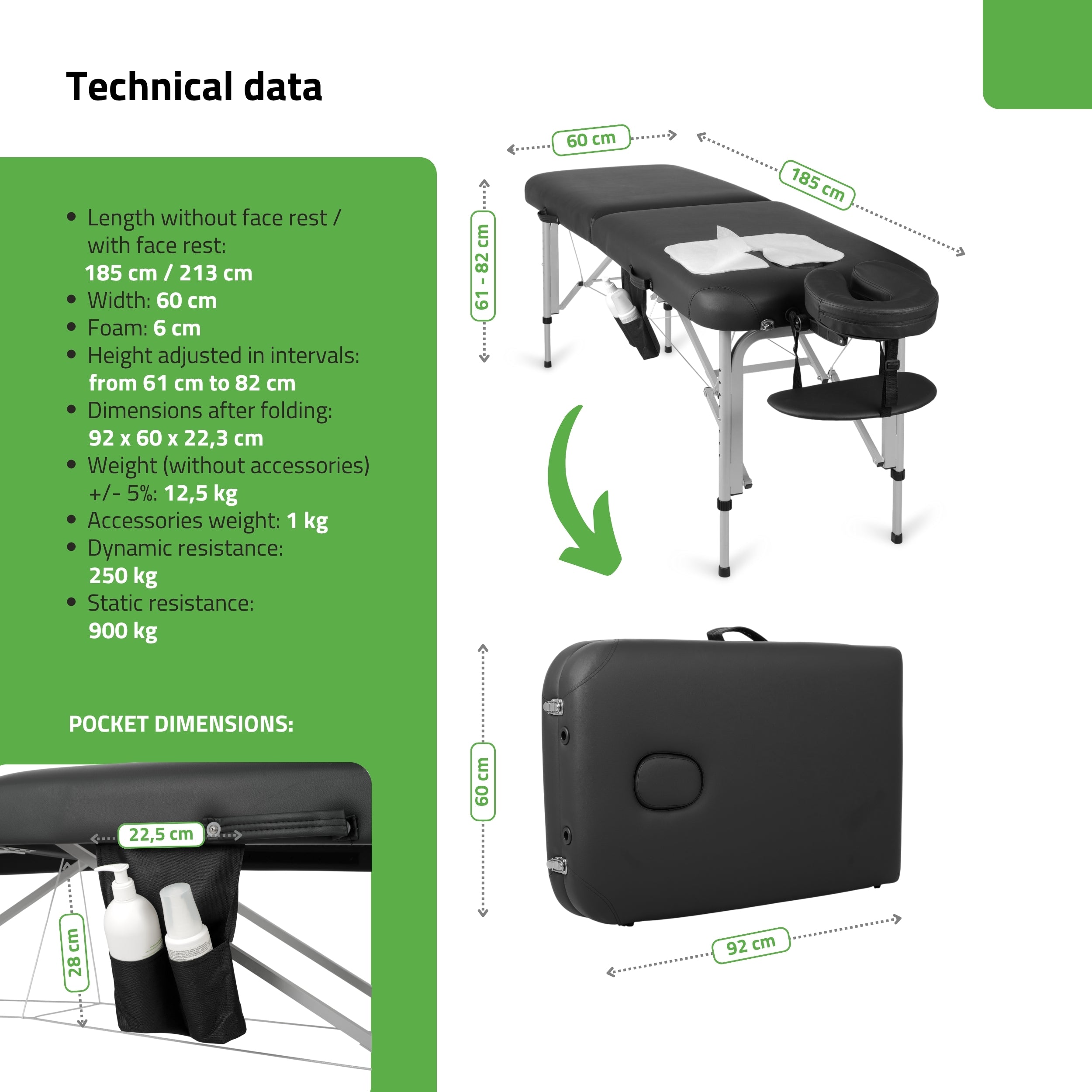 -5-Portable massage table Vera 60 Comfy Base K515 Black-5