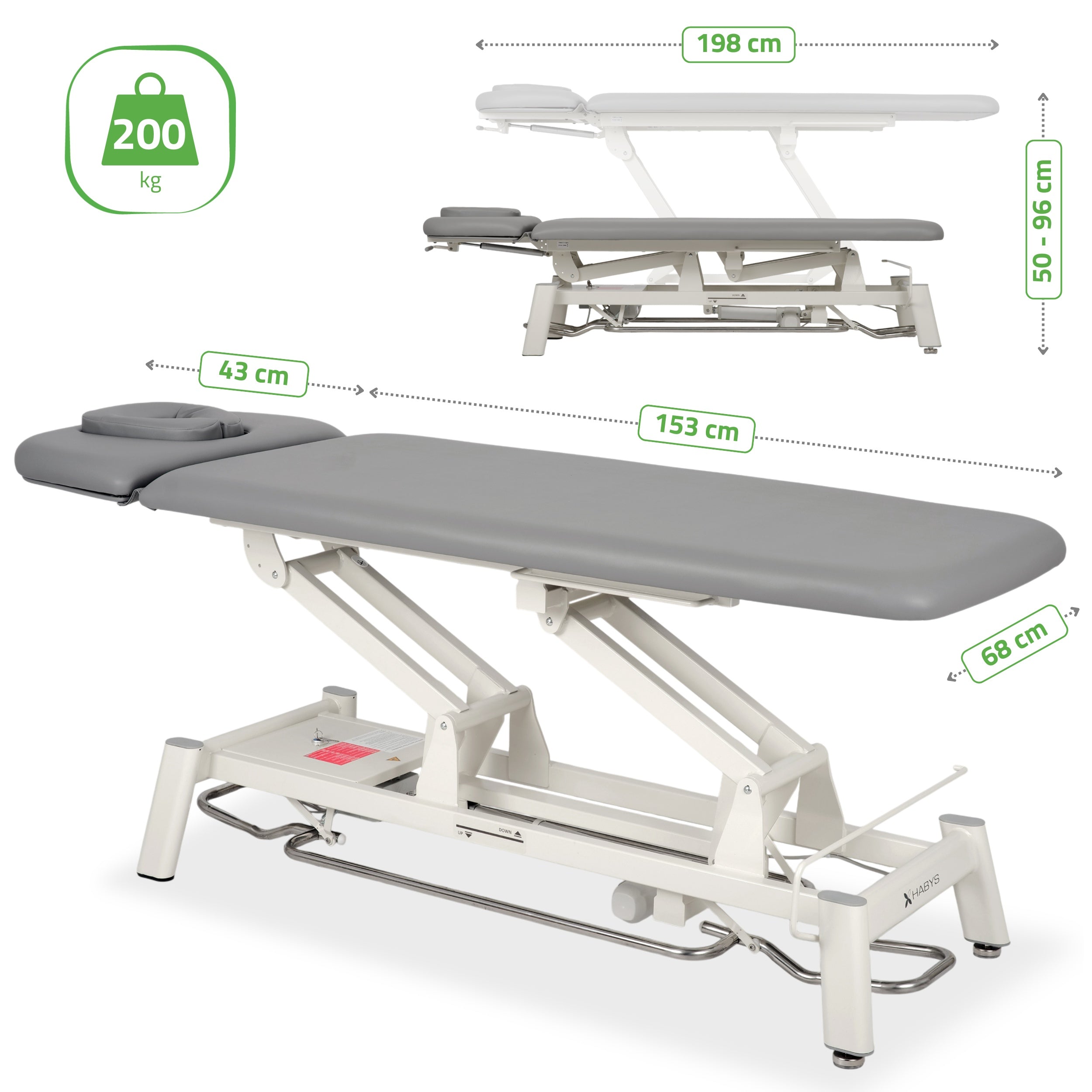 -7-Proxima V2 Ergo therapy table, electric height adjustment with foot control bar, ERGO cushion, Touch Core k322 gray-7