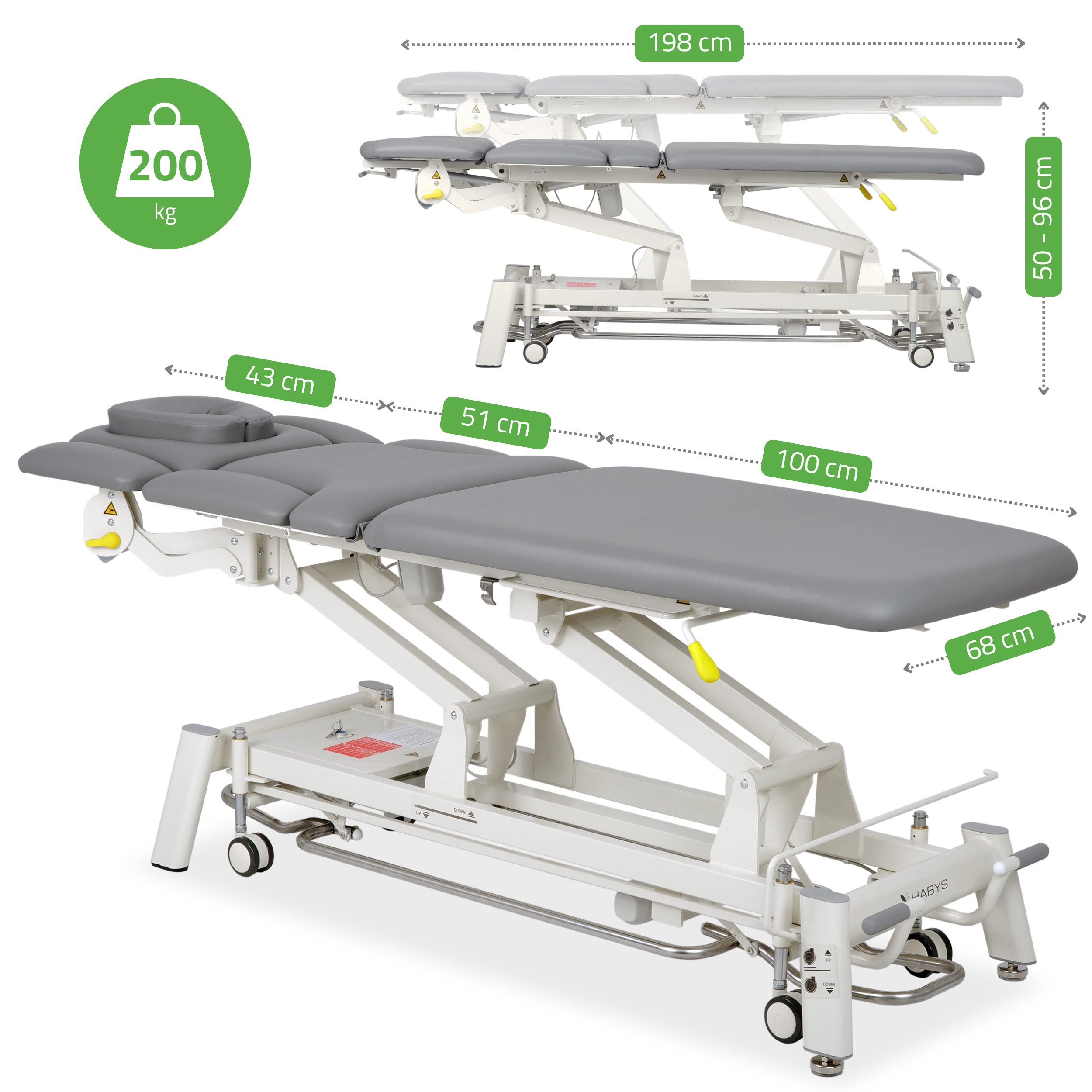 -11-Proxima X7 therapy table, electric height adjustment with foot control bar, ERGO cushion, Touch Core k322 gray-11