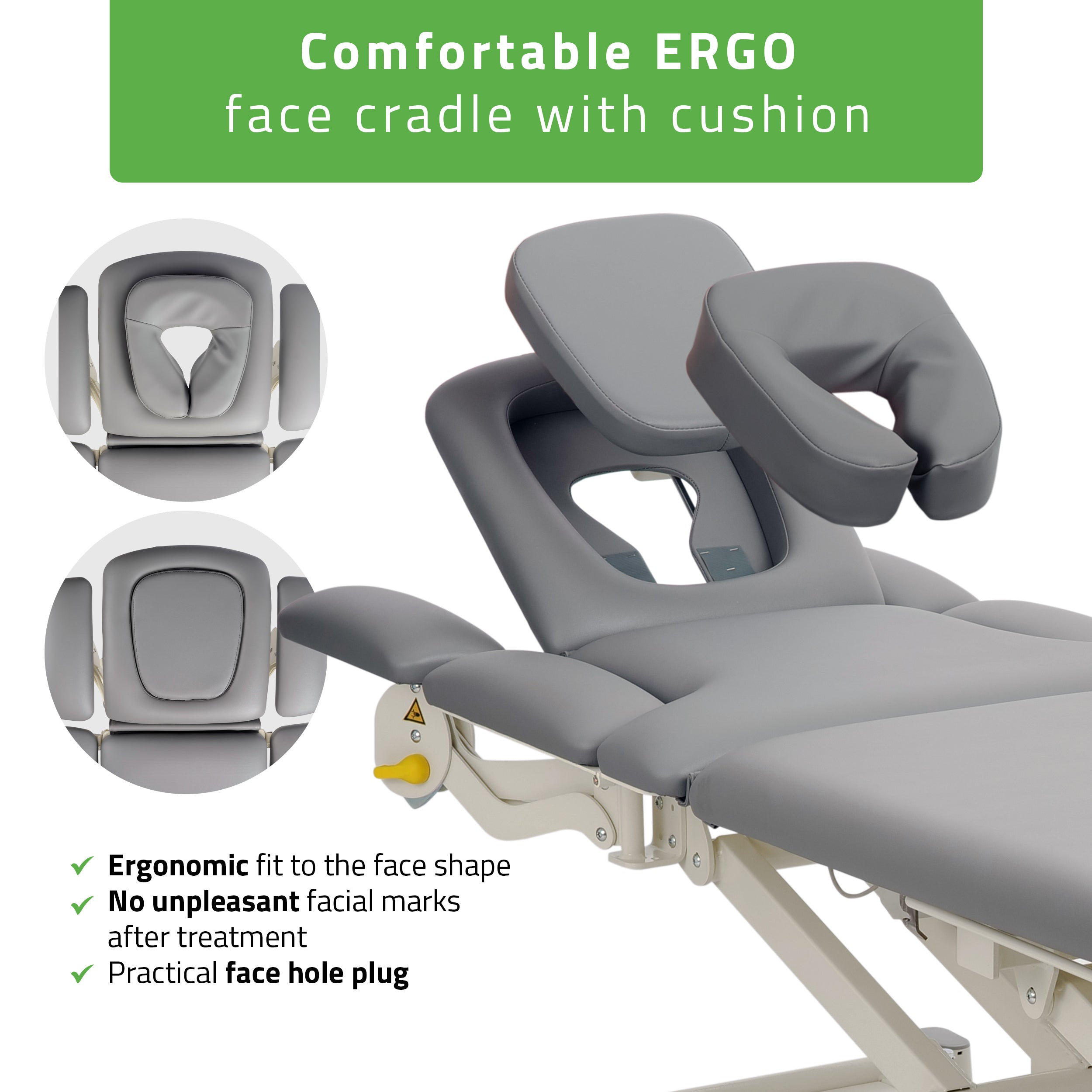 -4-Proxima X7 therapy table, electric height adjustment with foot control bar, ERGO cushion, Touch Core k322 gray-4