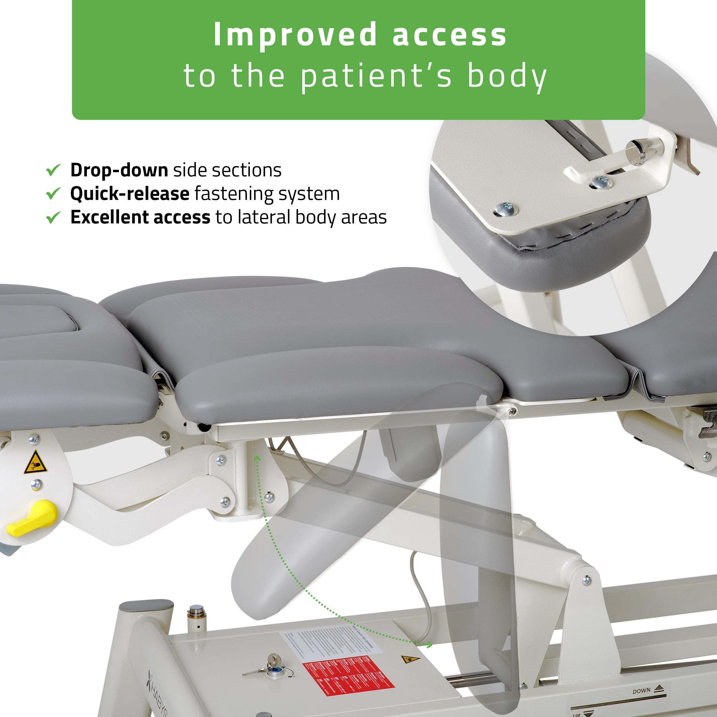 -5-Proxima X7 therapy table, electric height adjustment with foot control bar, ERGO cushion, Touch Core k322 gray-5