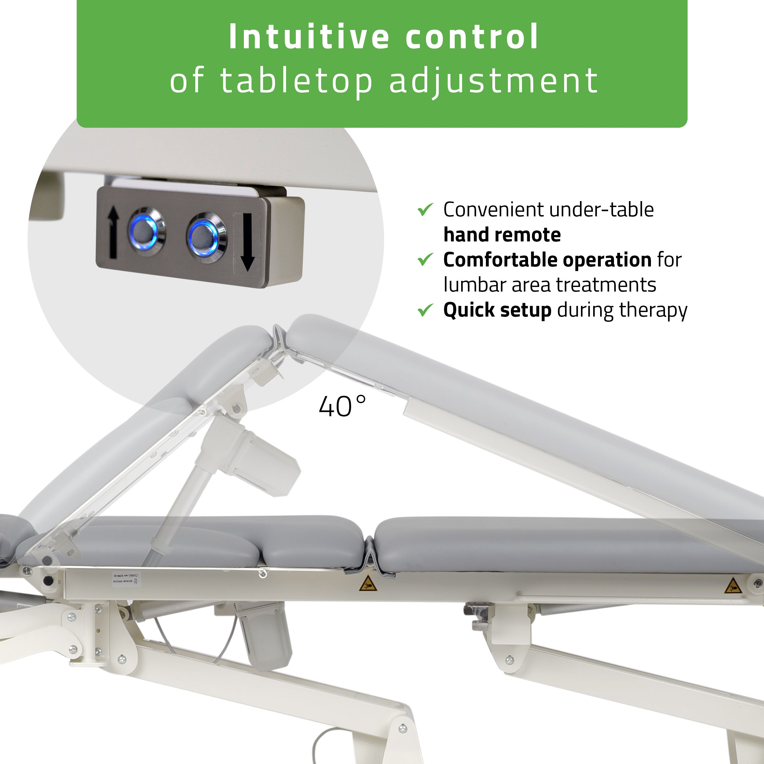 -7-Proxima X7 therapy table, electric height adjustment with foot control bar, ERGO cushion, Touch Core k322 gray-7