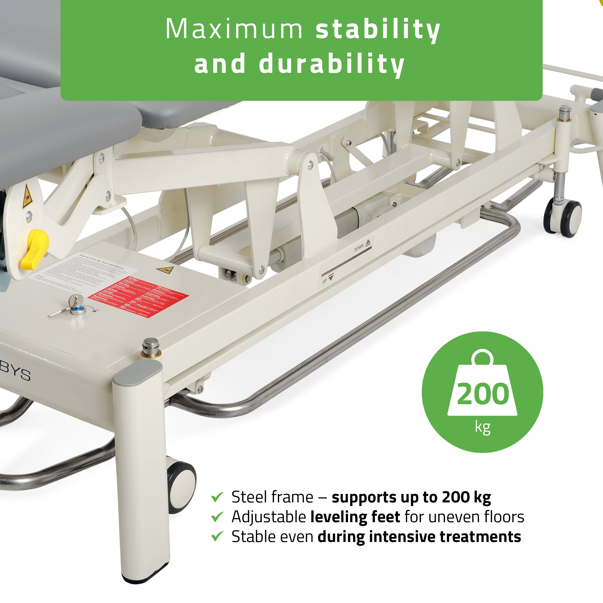 -8-Proxima X7 therapy table, electric height adjustment with foot control bar, ERGO cushion, Touch Core k322 gray-8