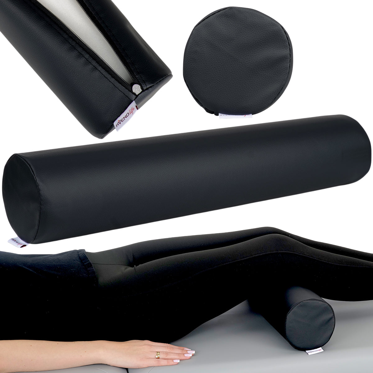 --Round bolster 12x60 Comfy Base PU K515 Black-