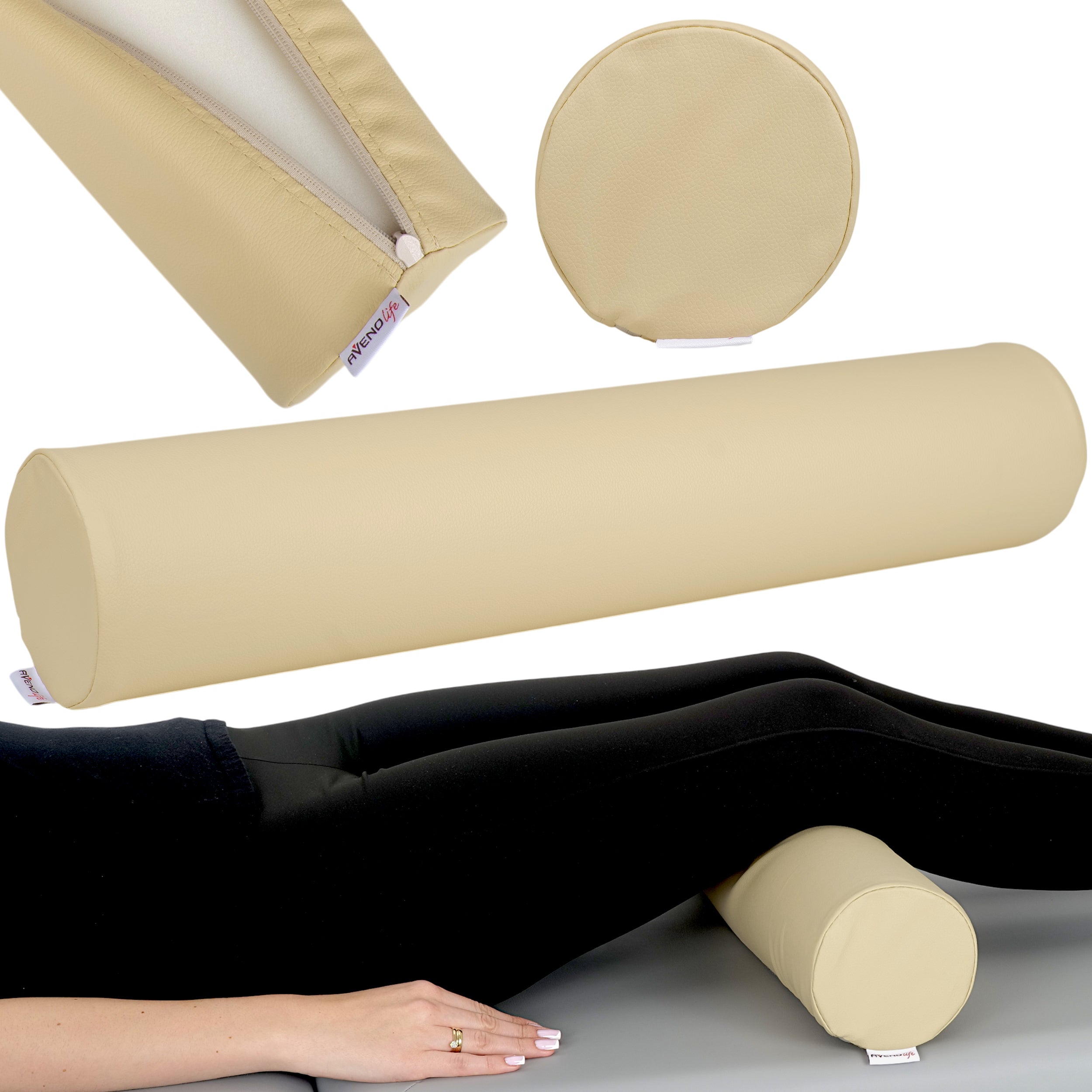 --Round bolster 12x60 Comfy Base PU K533 Beige-