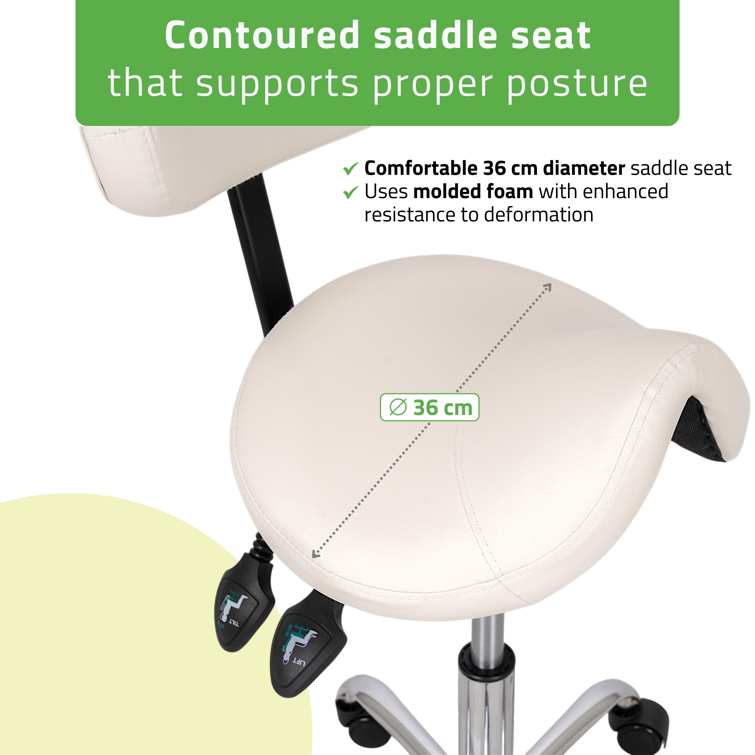 -2-Saddle stool Sola, Comfy Base k501 white-2