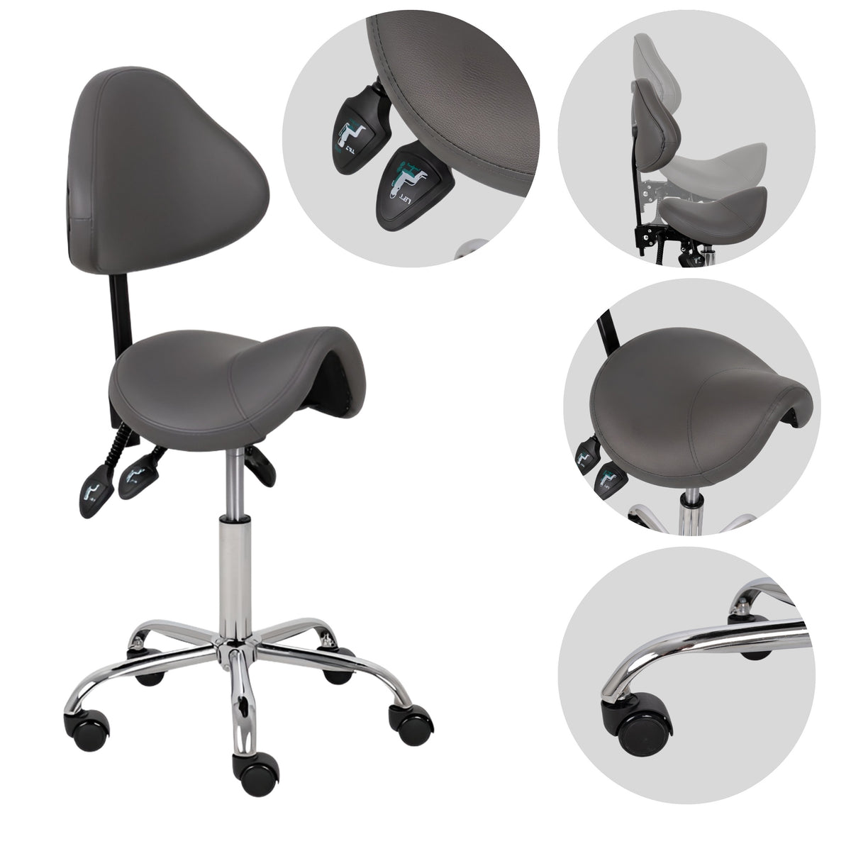 --Saddle stool Sola, Comfy Base k521 grey-