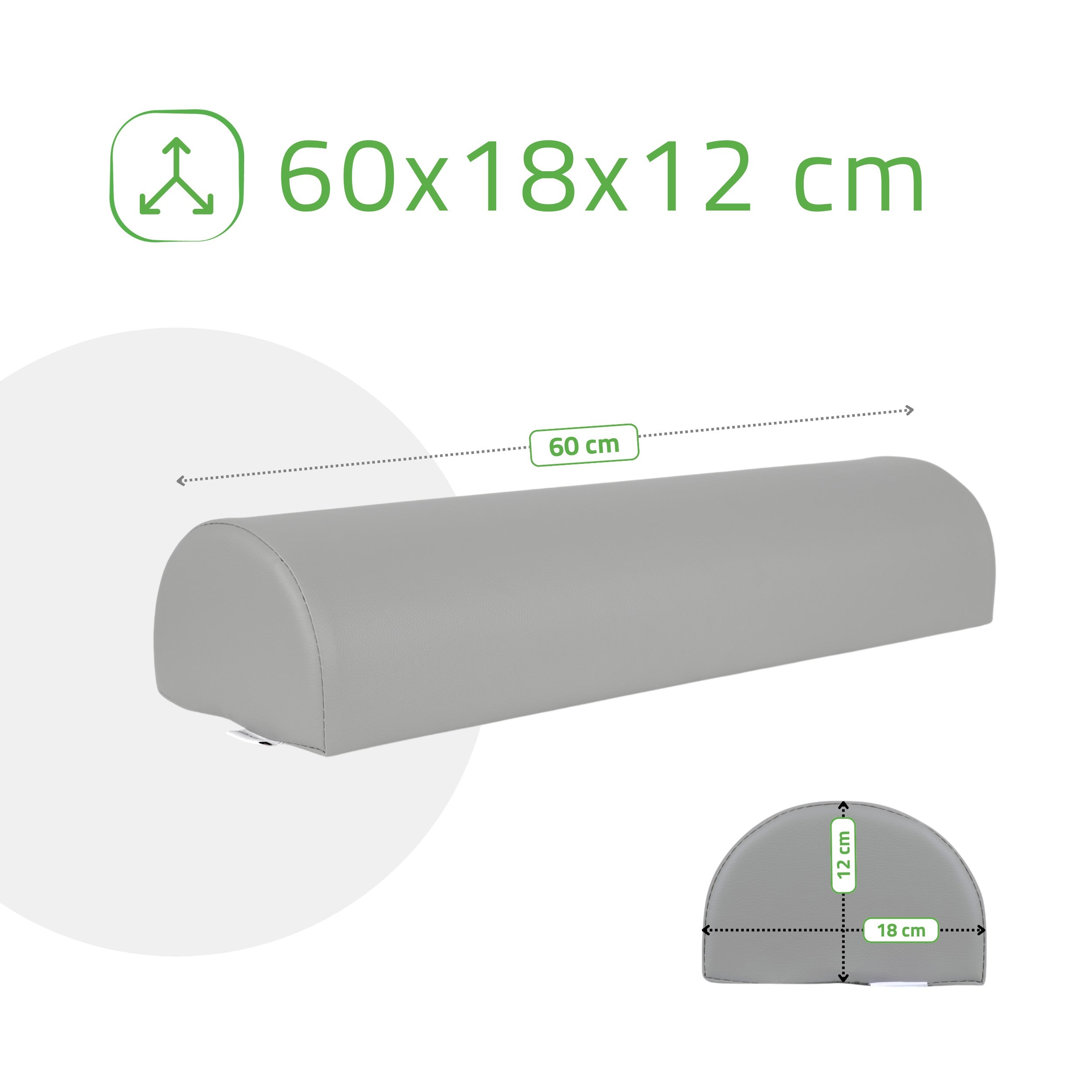 -4-Semi Round Bolster 60x18x12 - K522 Gray-4