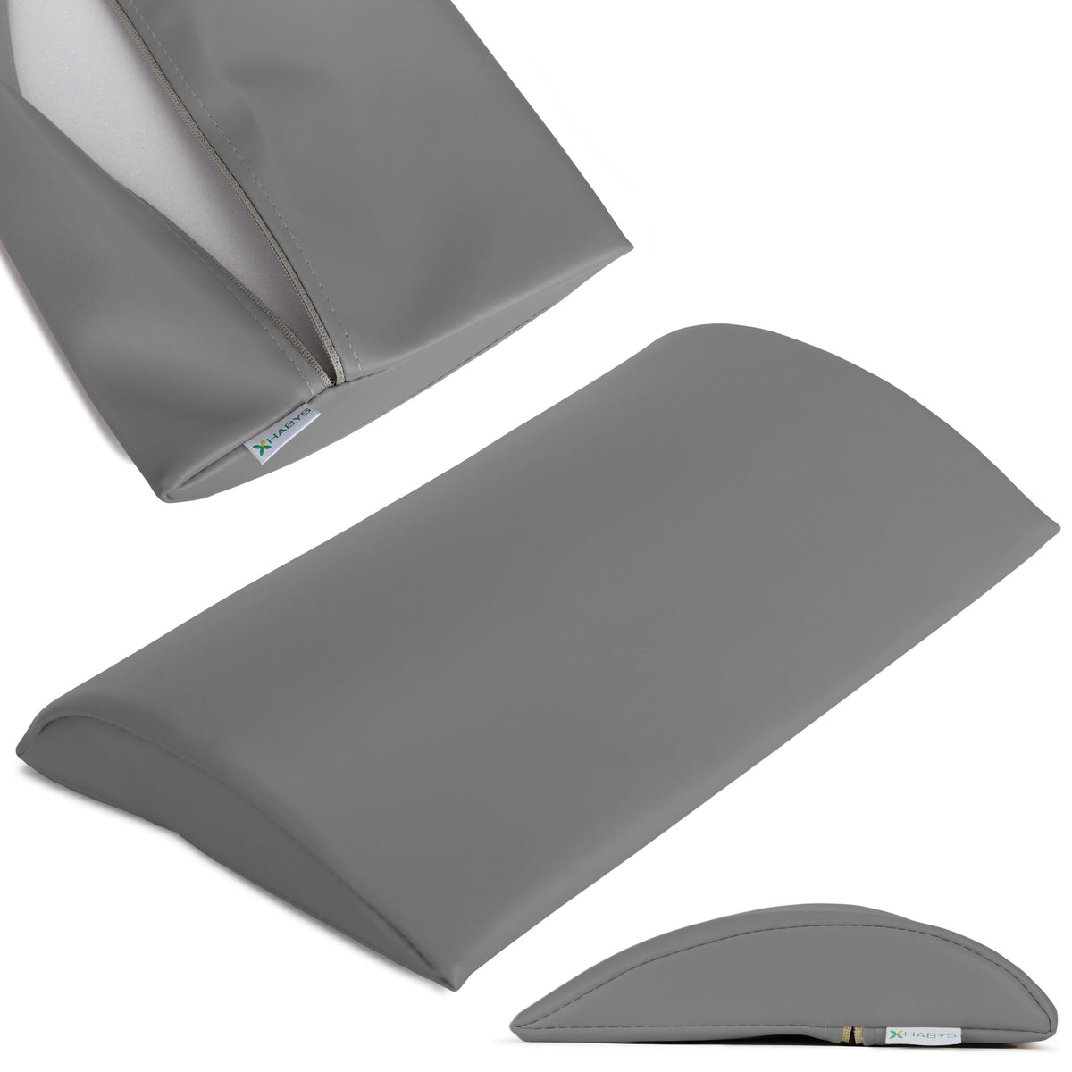 --Semi Round Bolster Lumbar 40x25x5 Hard k722 Gray-