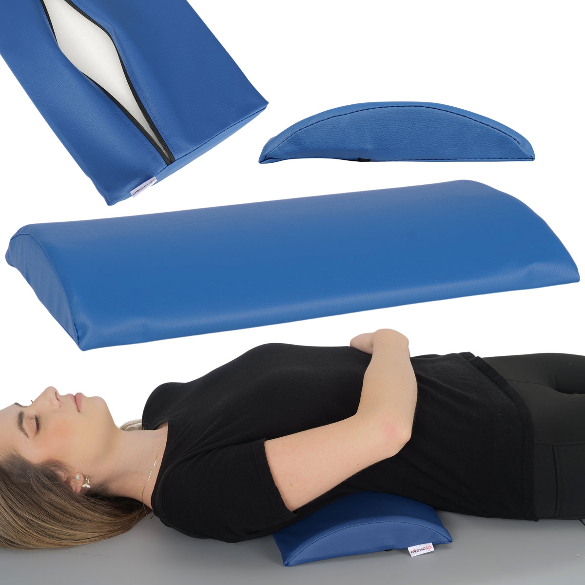 --Semi Round Bolster Lumbar 40x25x5 K512 Blue-