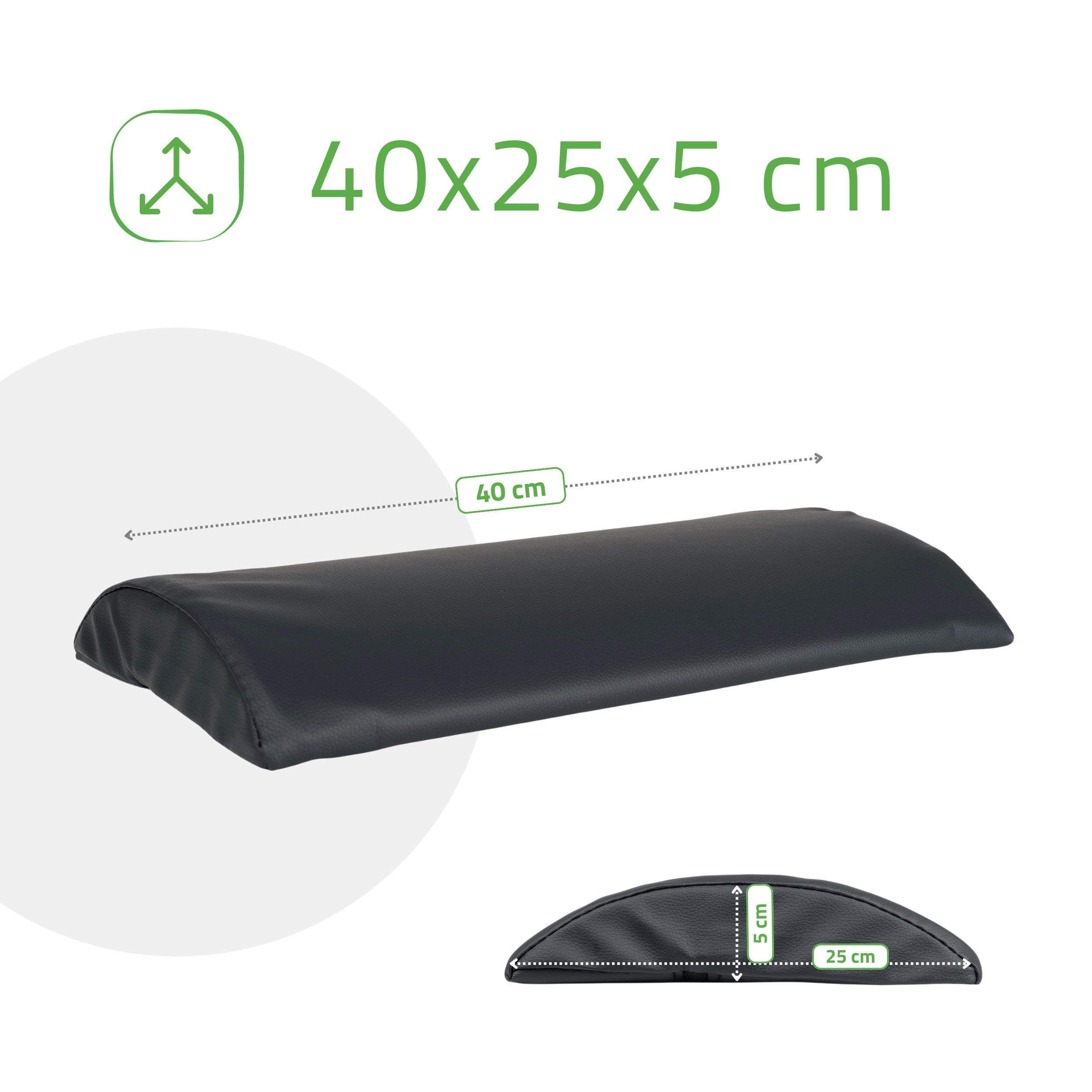 -4-Semi Round Bolster Lumbar 40x25x5 K515 Black-4