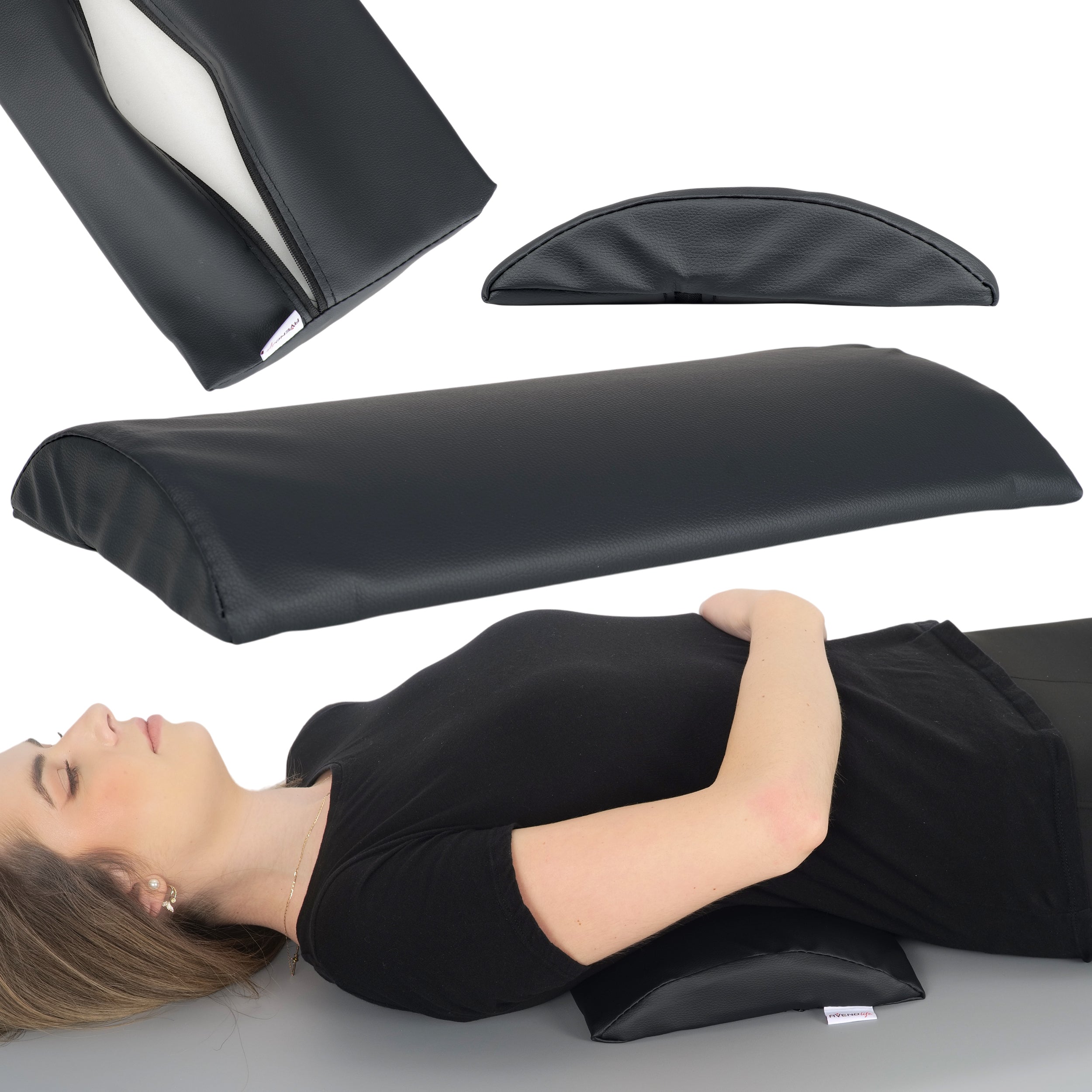 --Semi Round Bolster Lumbar 40x25x5 K515 Black-