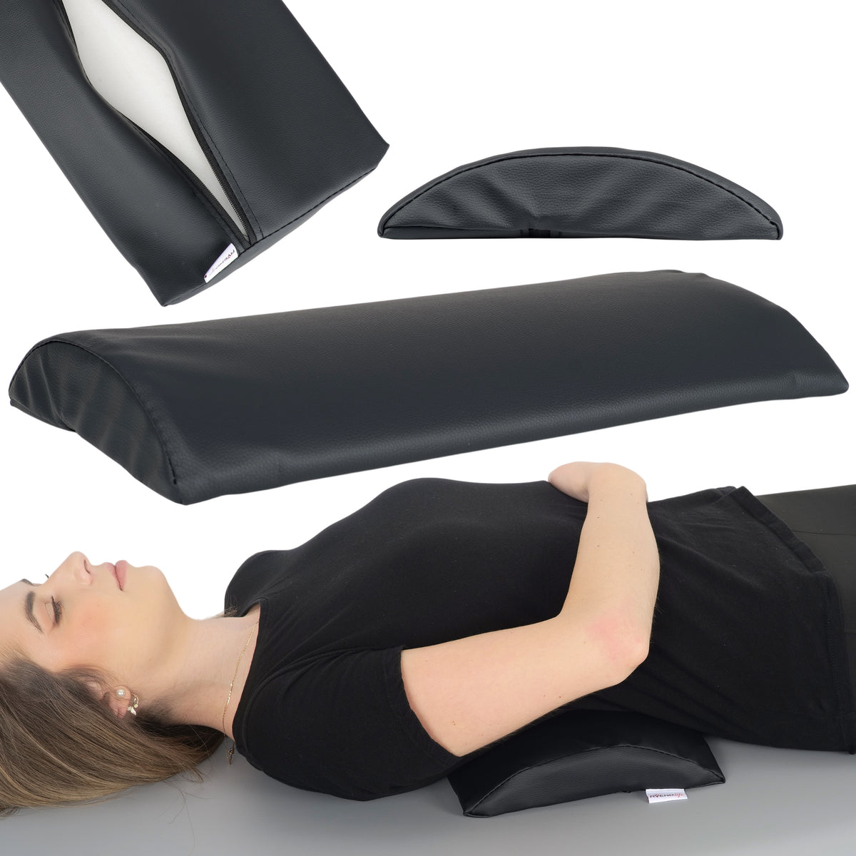 --Semi Round Bolster Lumbar 40x25x5 K515 Black-