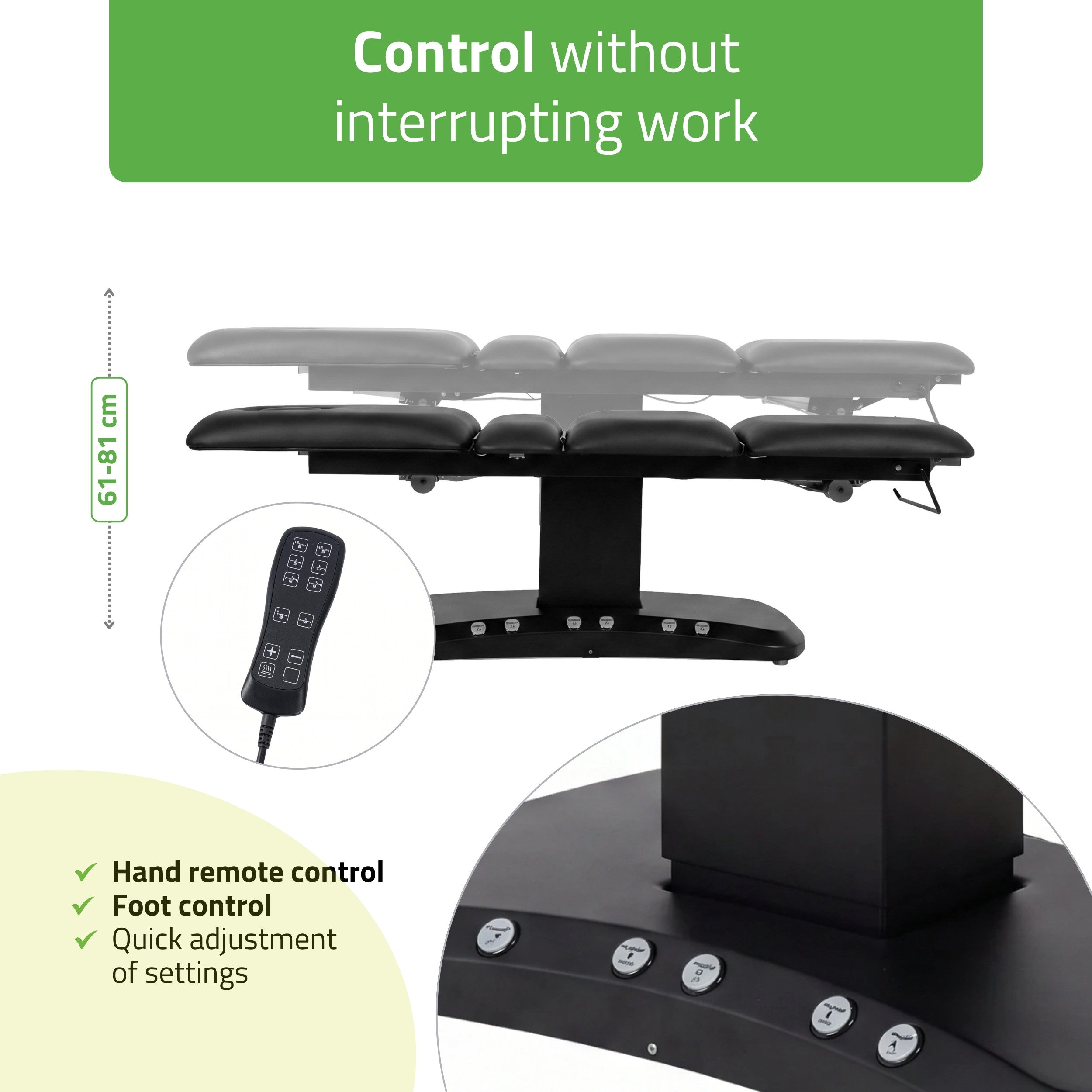 -1-Serenity ERGO 4 electric heated beauty bed for massage and SPA treatments  Satin Comfort k715 Black-1