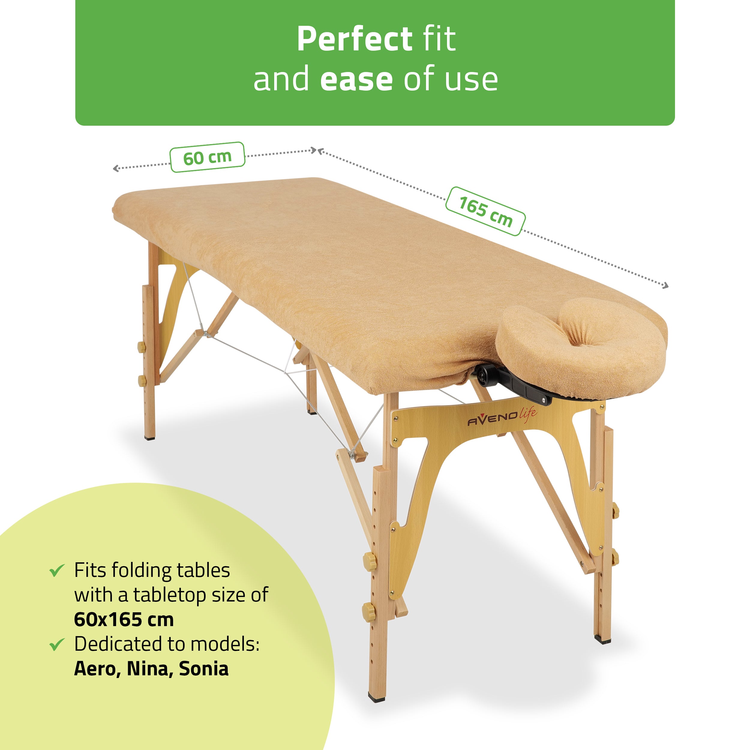 -1-Set – 1-piece terry sheet for folding tables – 60/165 cm, beige terry headrest cover-1